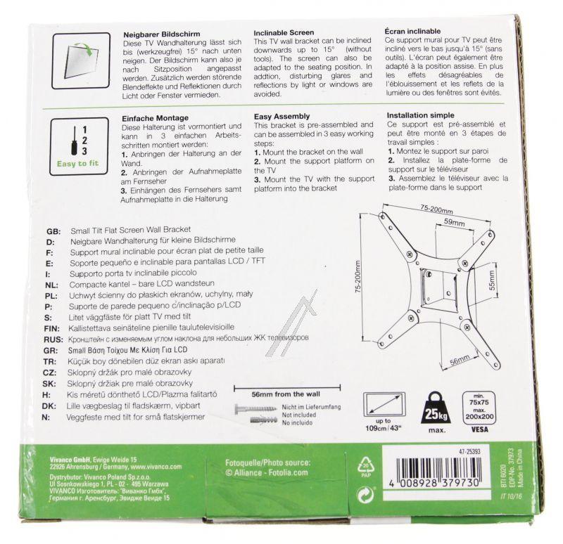 Vivanco 37973 TV-Wandhalterungen - Bti 6020 tv wandhalterung, neigbar, vesa 200, 25kg
