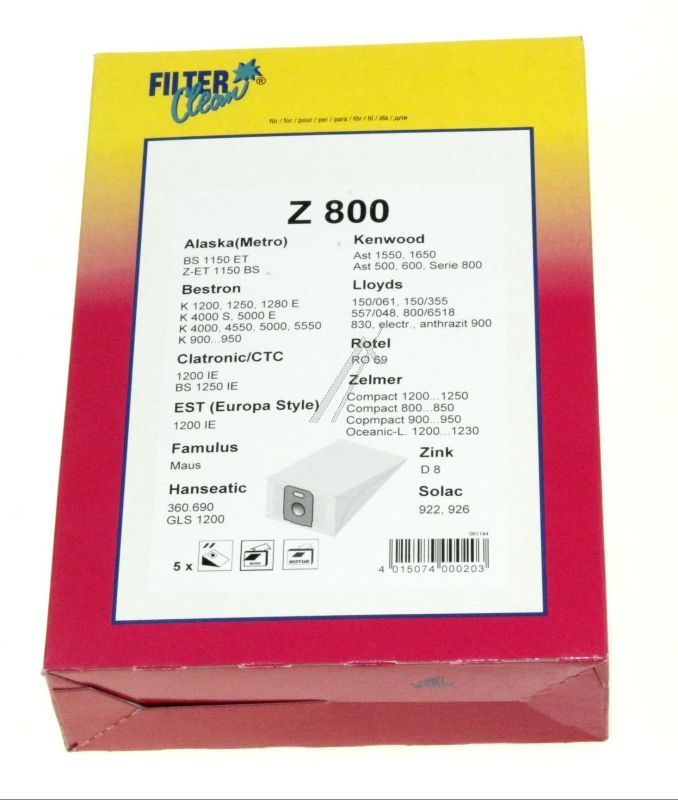 Filter Clean 000034K Staubsaugerbeutel - Z800 staubsaugerbeutel 5stck