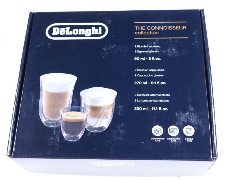 Delonghi 5513284451 Tasse - Dlsc302 connoisseur-kollektion, set mit2 espresso-, 2 cappuccino- und 2 latte macchiato (doppelwandige gläser)