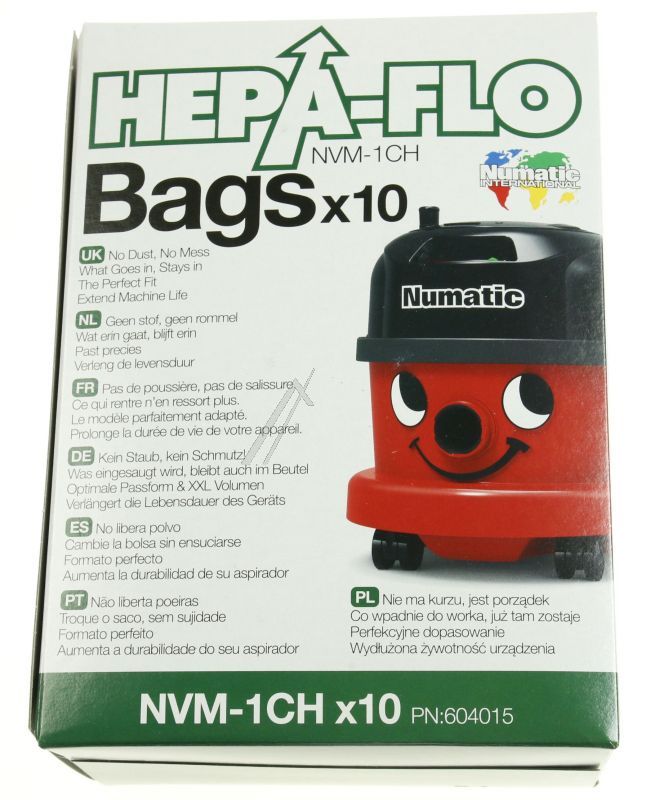 Numatic 604015 Staubsaugerbeutel - Nvm-1ch staubsaugerbeutel hepa-flo für 180/250 modelle, karton 10 stück