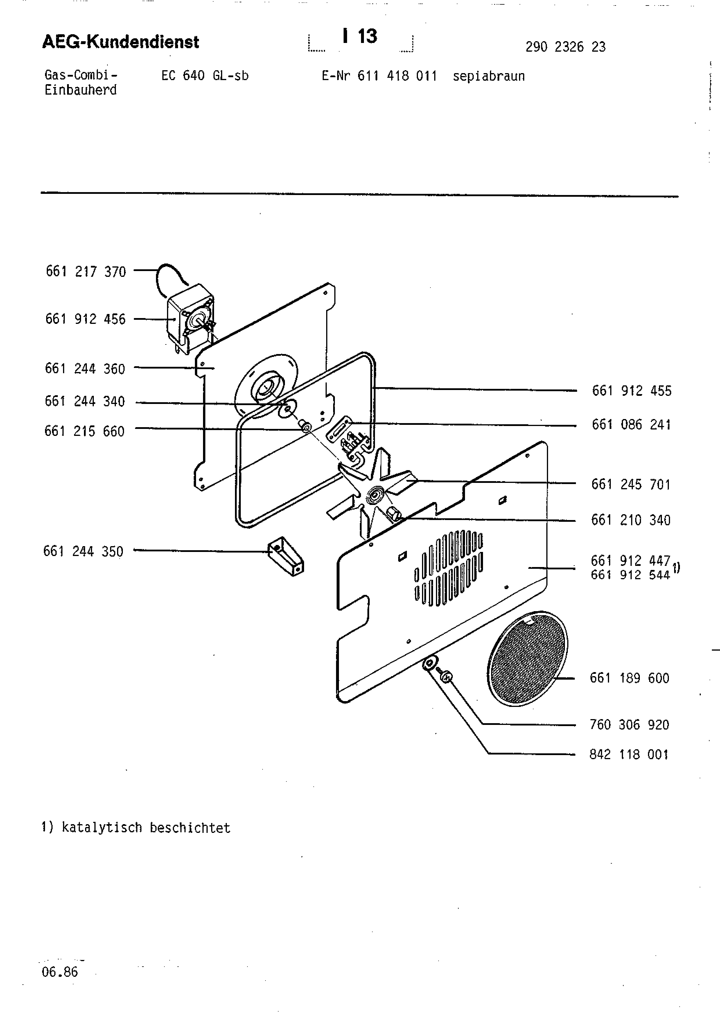 Explosionszeichnung AEG 61141801100 EC 640 GL SB