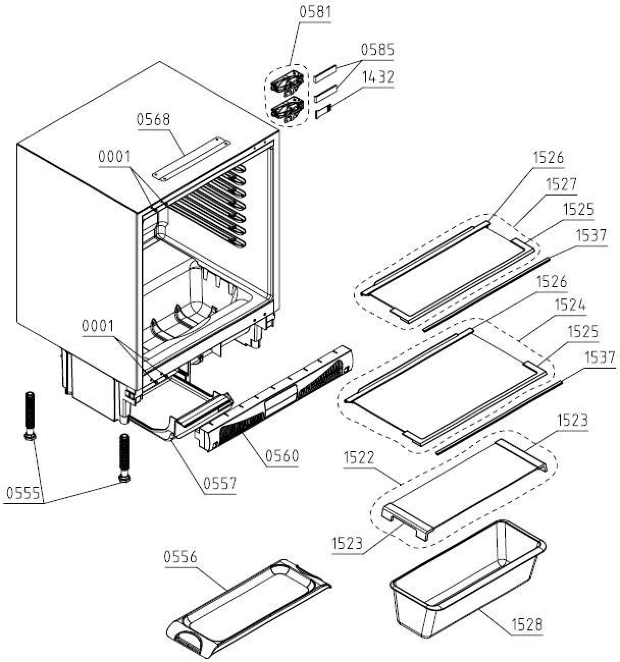 Explosionszeichnung Gorenje 525691 RIU6092AW