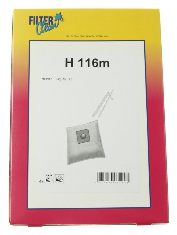Filter Clean FL0081K Staubsaugerbeutel - H116m microflies-staubbeutel, 4 stück