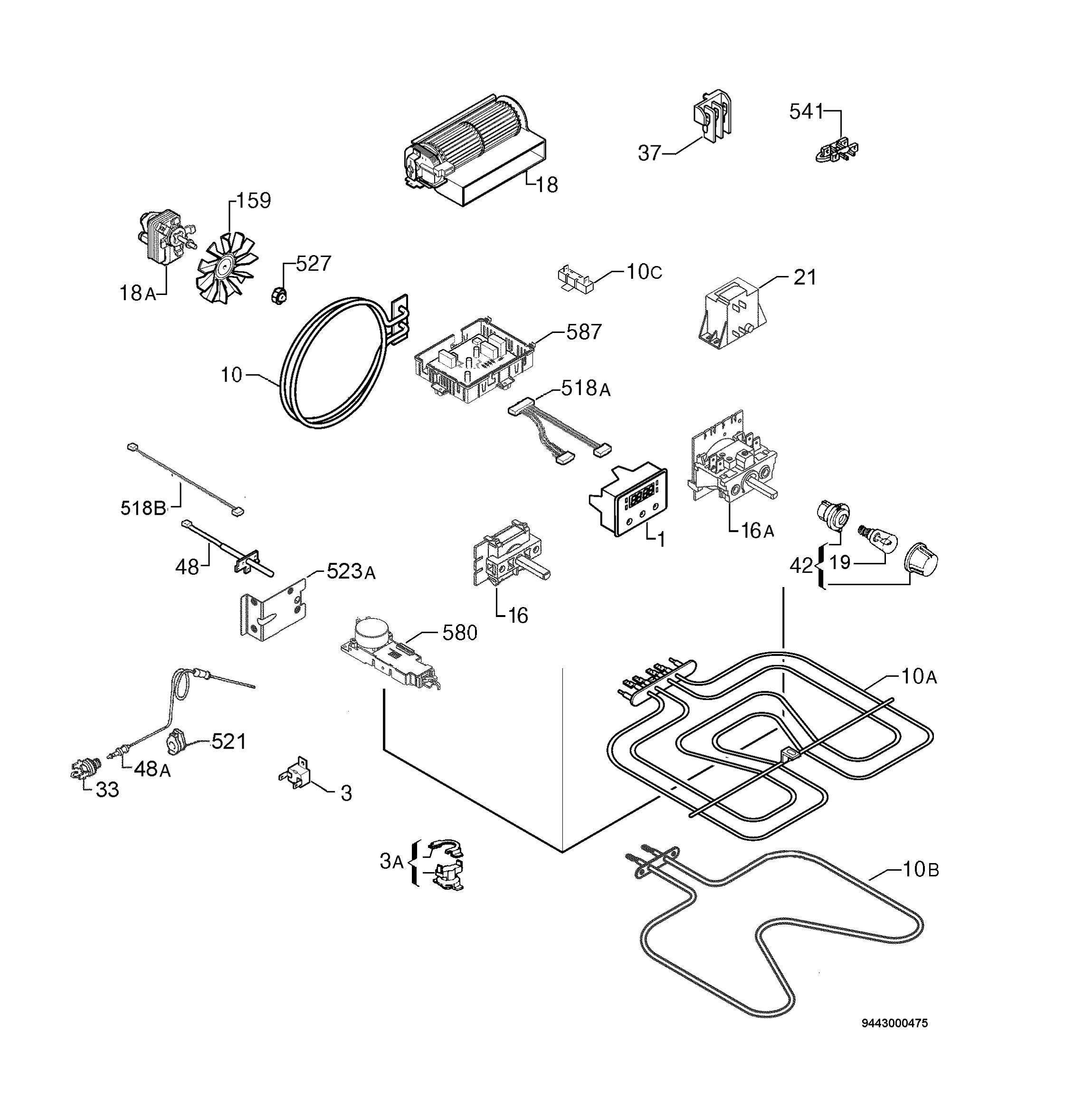Explosionszeichnung Ikea 94406500100 FOV10P