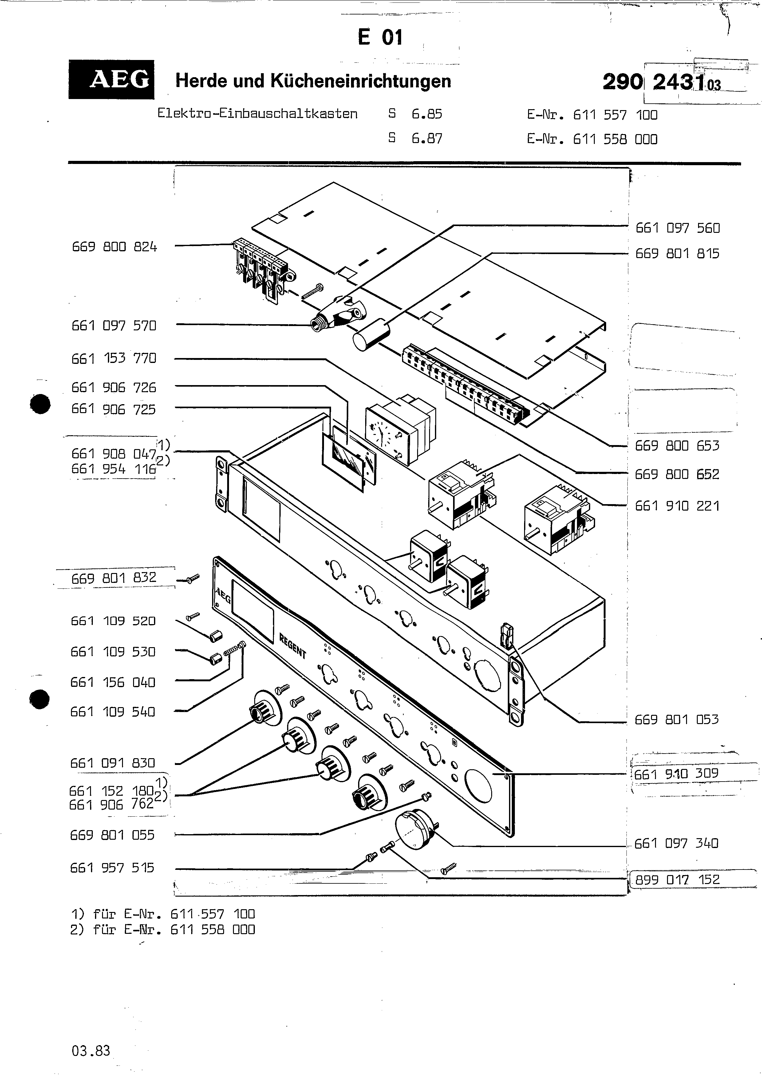 Explosionszeichnung AEG 61155800000 Competence S 6-87