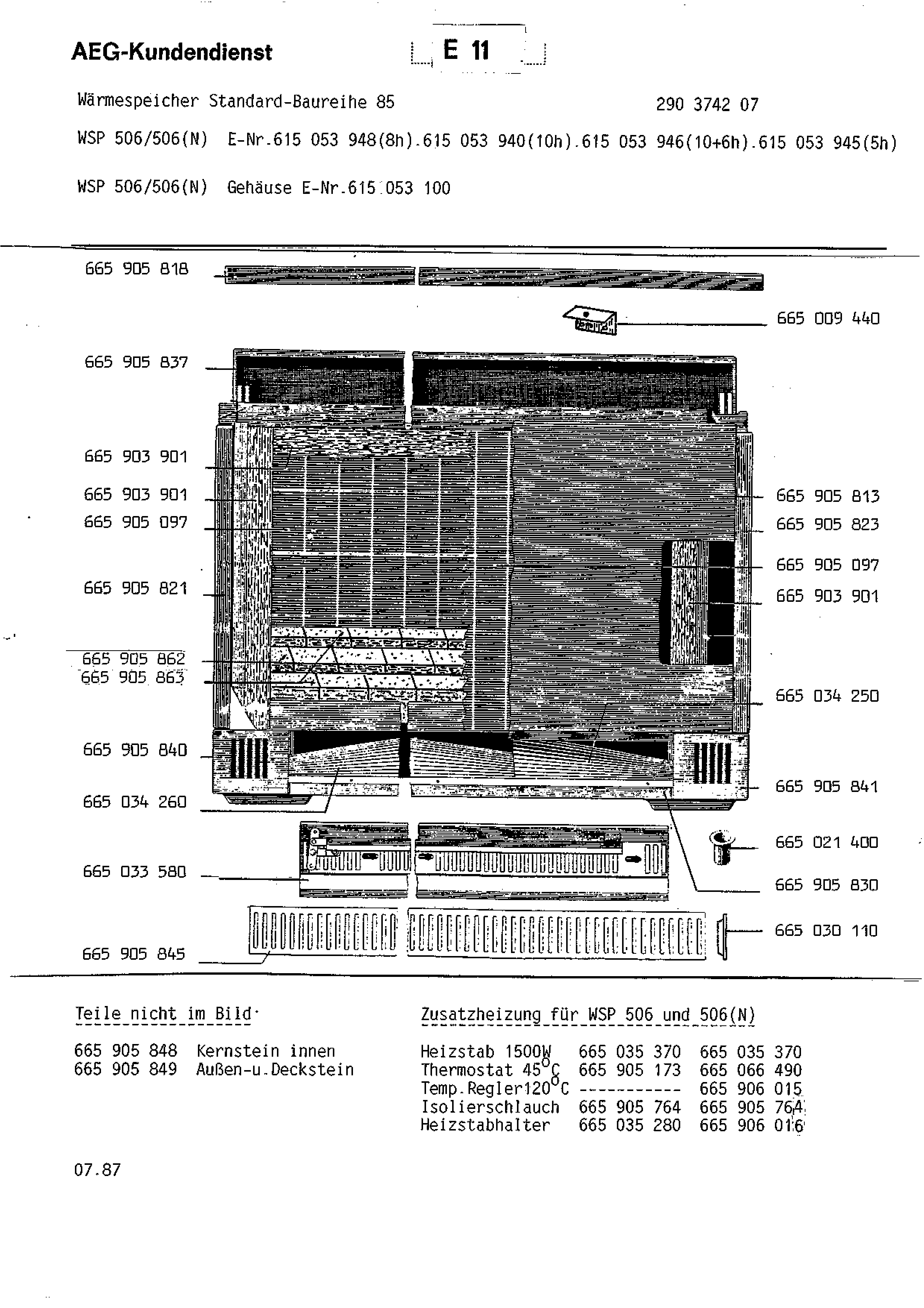Explosionszeichnung AEG 61505394500 WSP 506