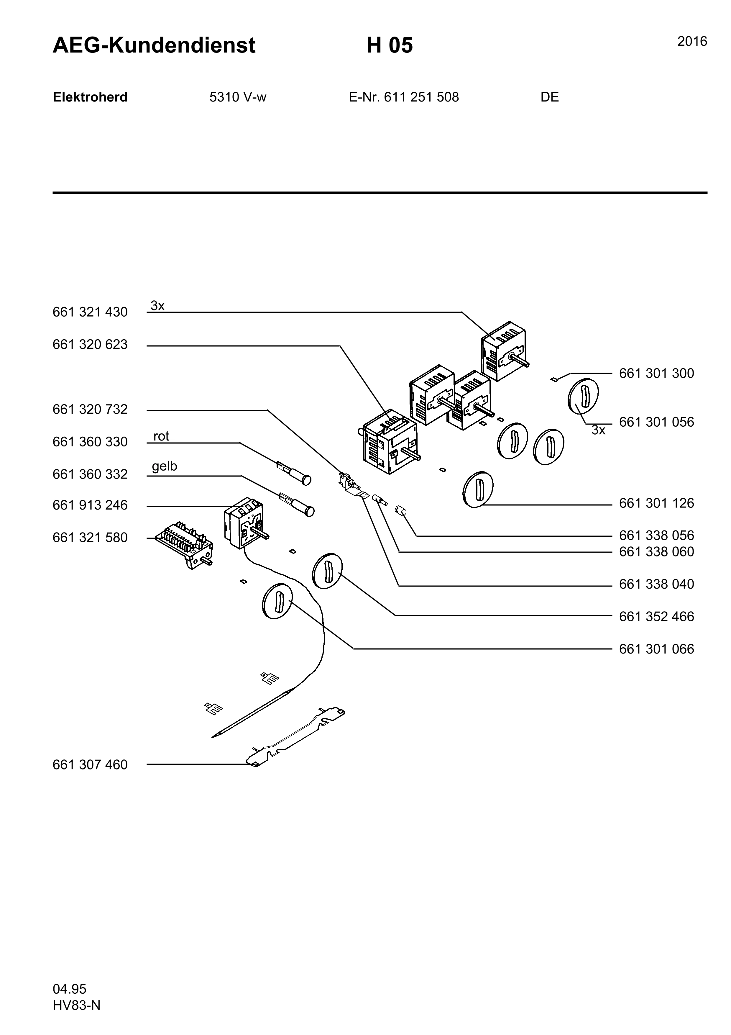 Explosionszeichnung AEG 61125150800 5310V-W
