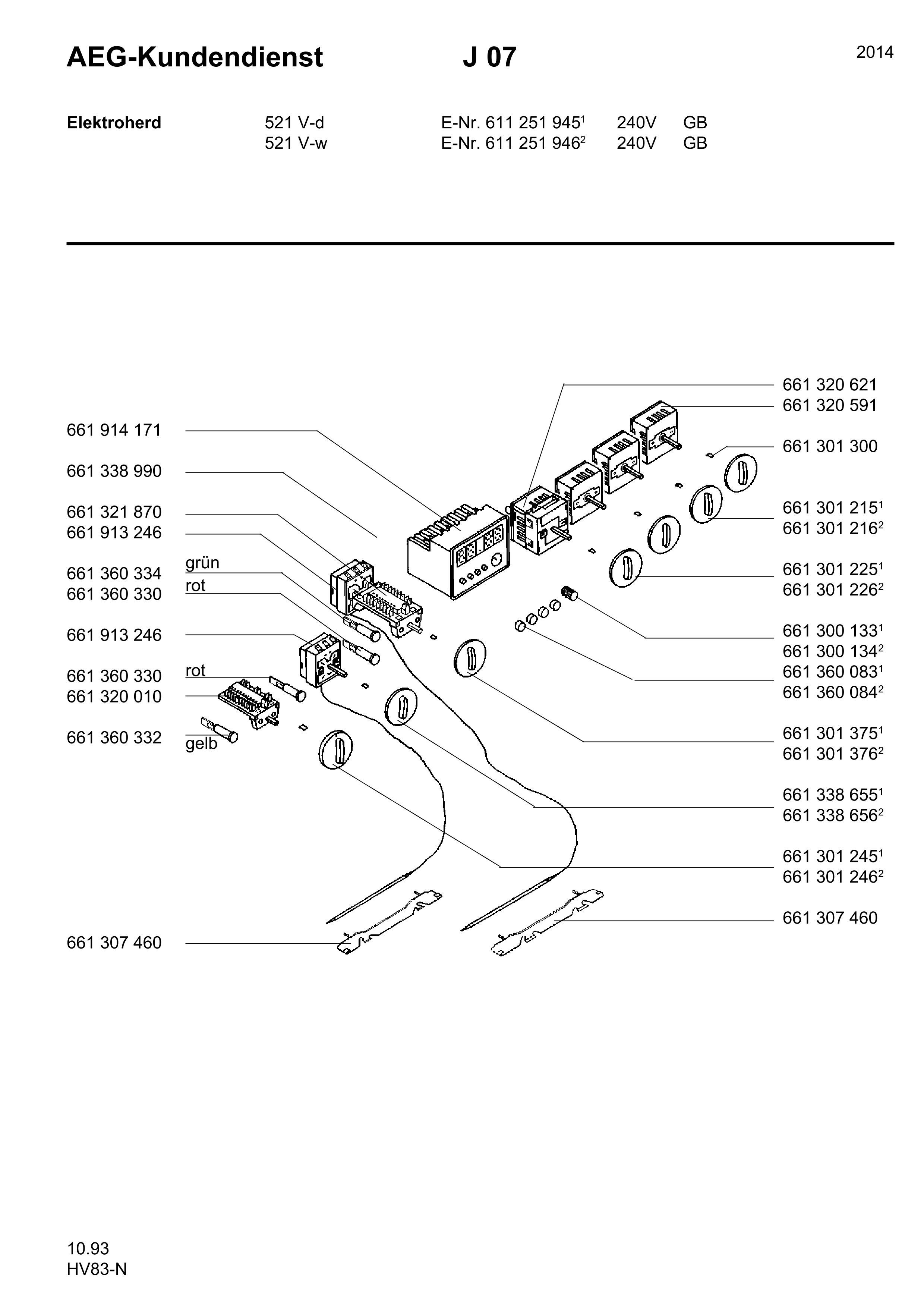 Explosionszeichnung AEG 61125194600 521V-W GB