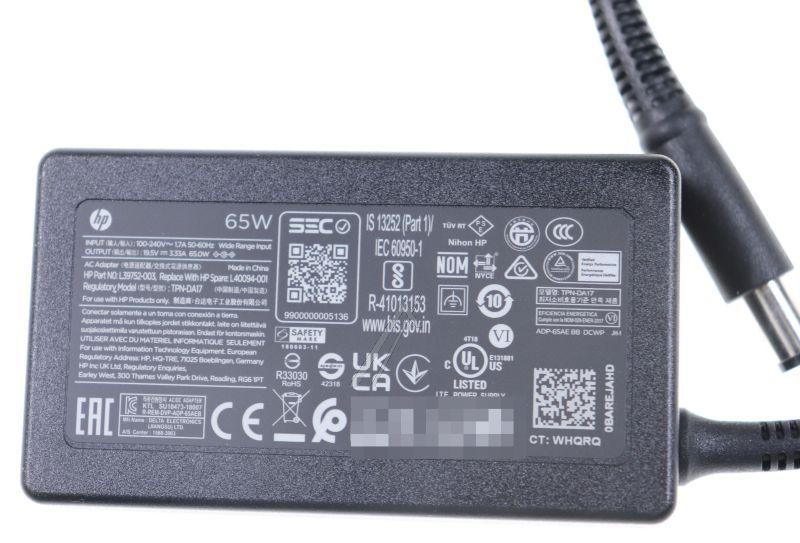 Hewlett Packard 751789001 AC Adapter - 751789-001 p s 65w ent14 eps 89 eff 19.5v