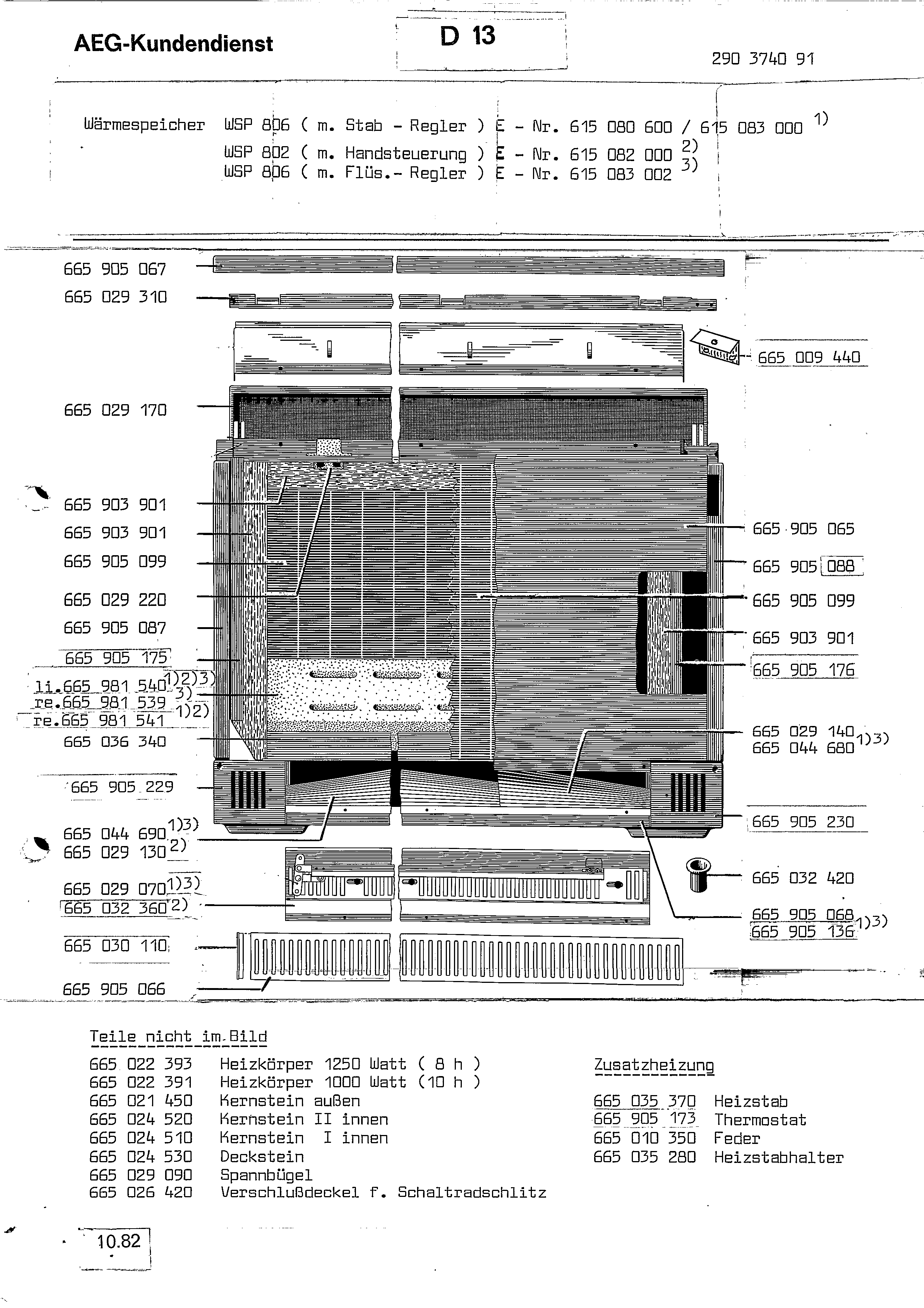 Explosionszeichnung AEG 61508200000 WSP 802