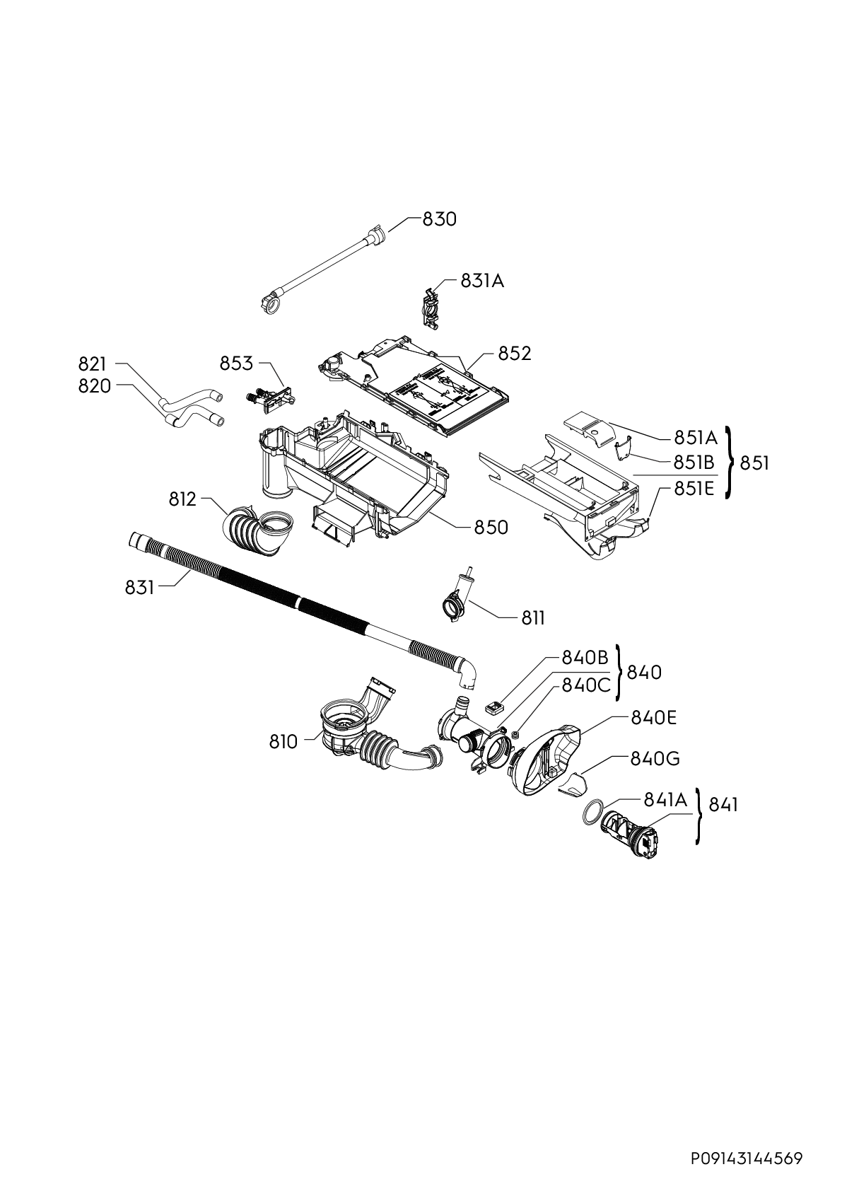 Explosionszeichnung Electrolux 91491653704 EW6FN429BP