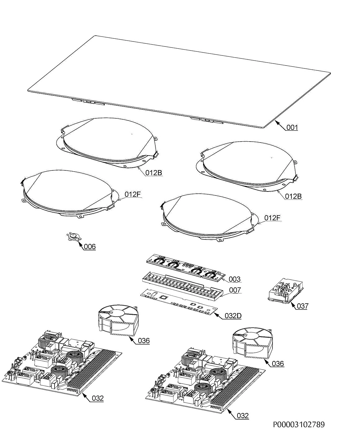Explosionszeichnung AEG 94959642700 EHD6740FOK IC9