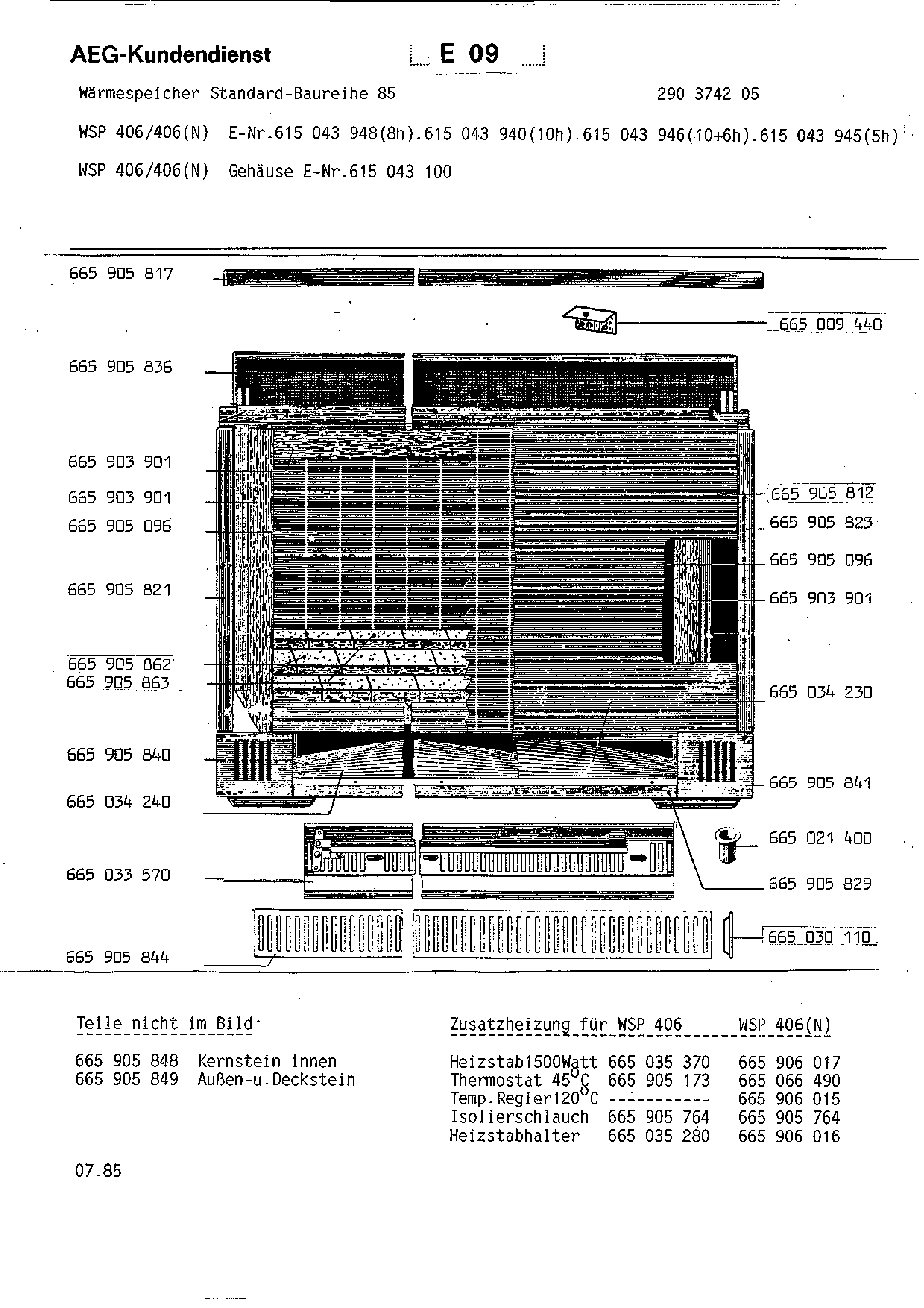 Explosionszeichnung AEG 61504394800 WSP 406