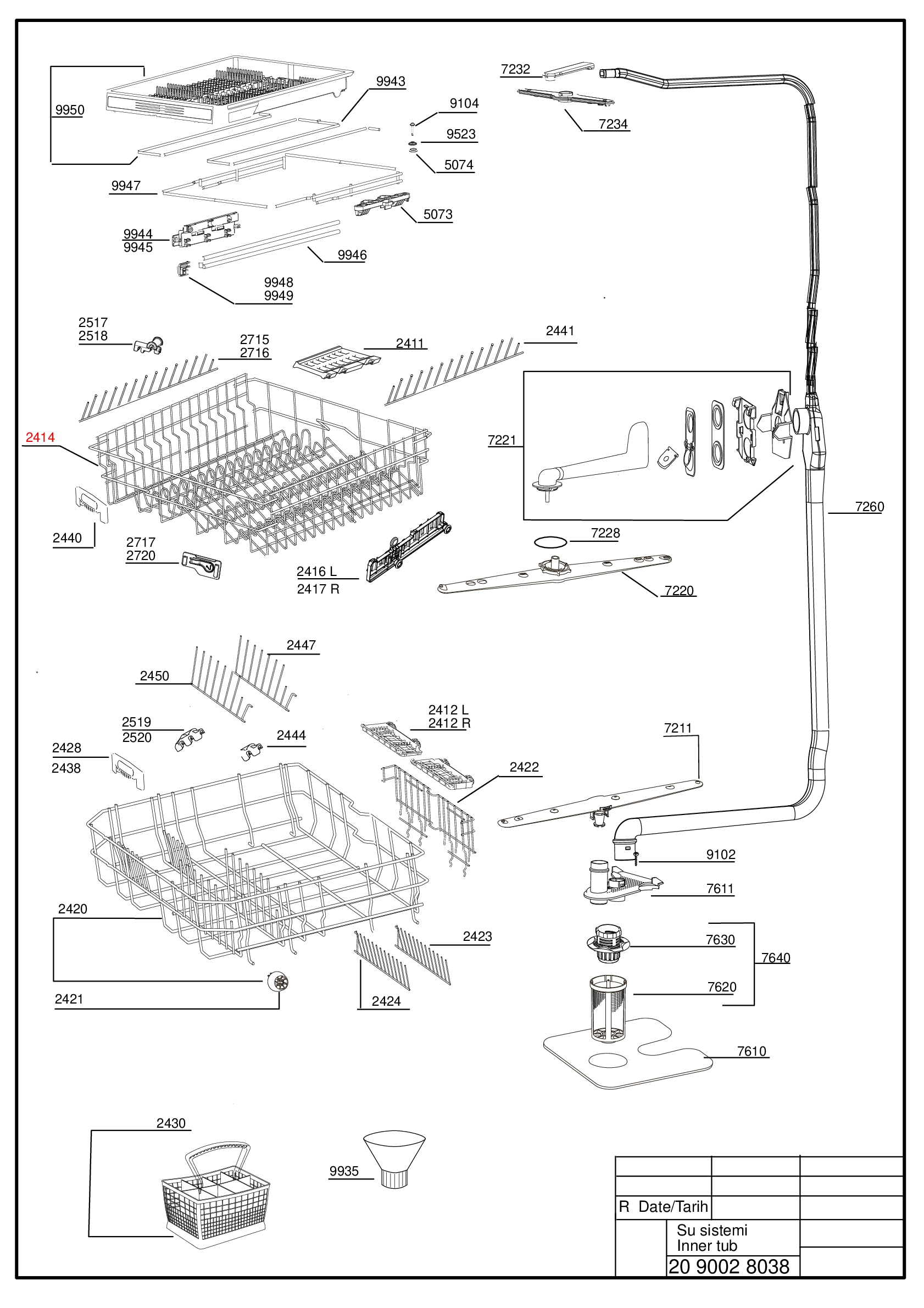 Explosionszeichnung Grundig 7623531642 GNV 41820 Grundig Germany DW(96209)