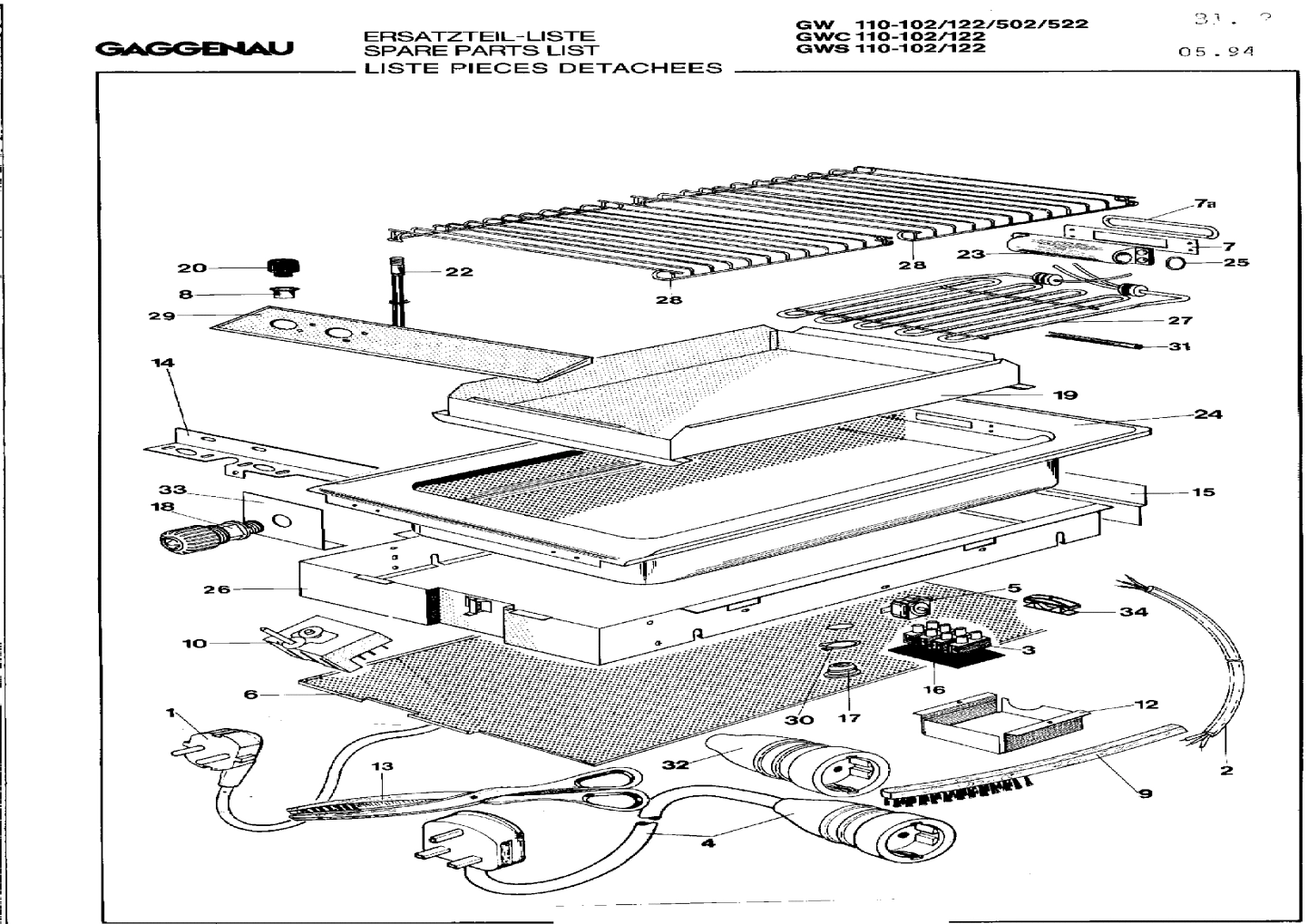 Explosionszeichnung Gaggenau GW110102(00)