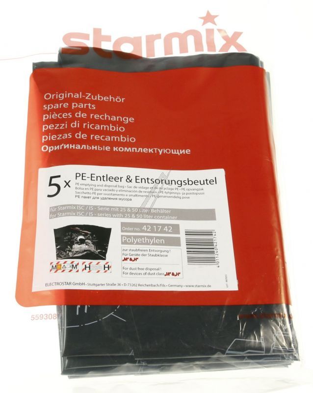 Starmix 421742 Staubsaugerfilter - Fbpe50 fbpe 50 - 5 pack für is/isc m und h