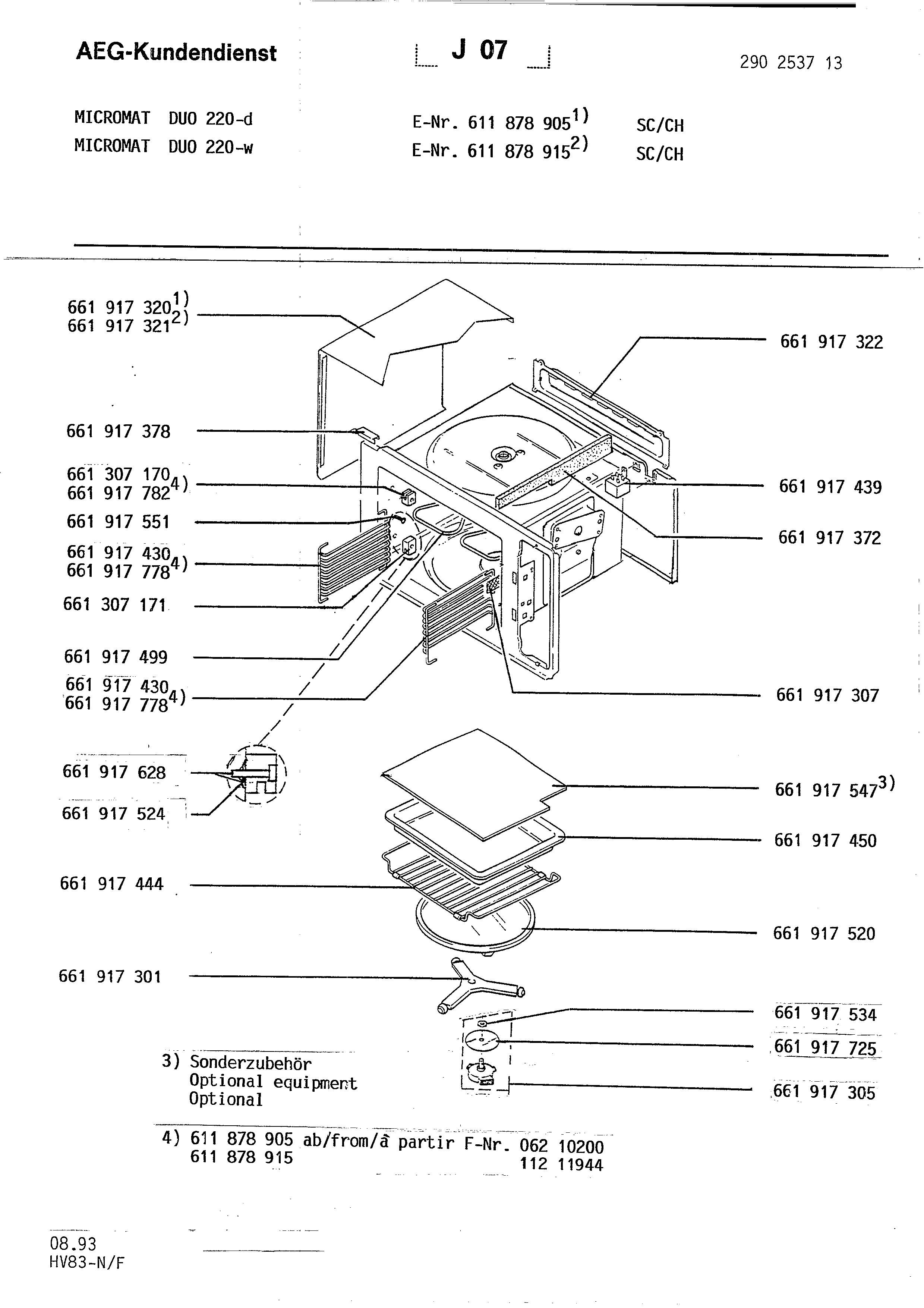 Explosionszeichnung AEG 61187891500 Micromat Duo 220 W SK/CH