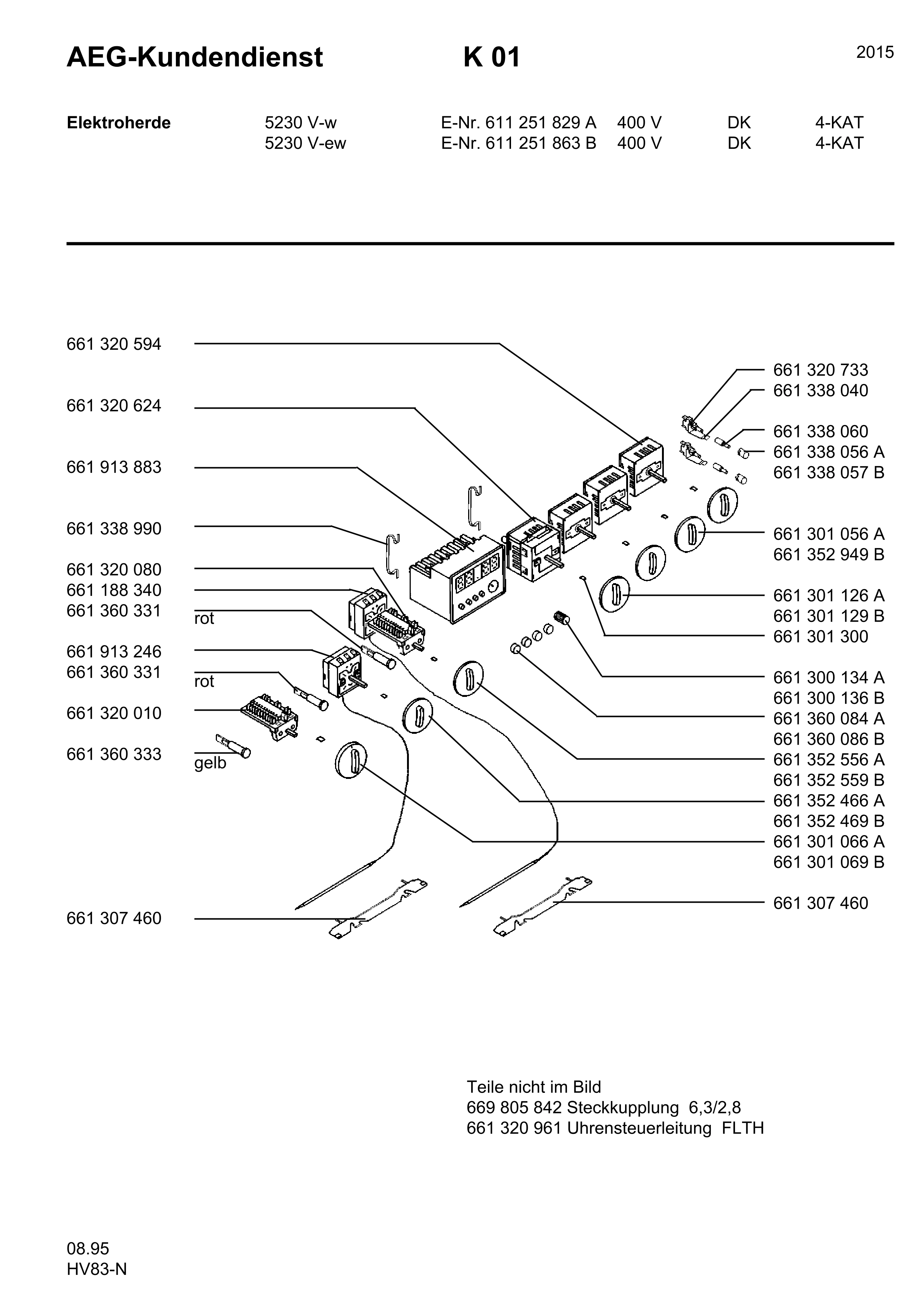 Explosionszeichnung AEG 61125182900 5230V-W DK