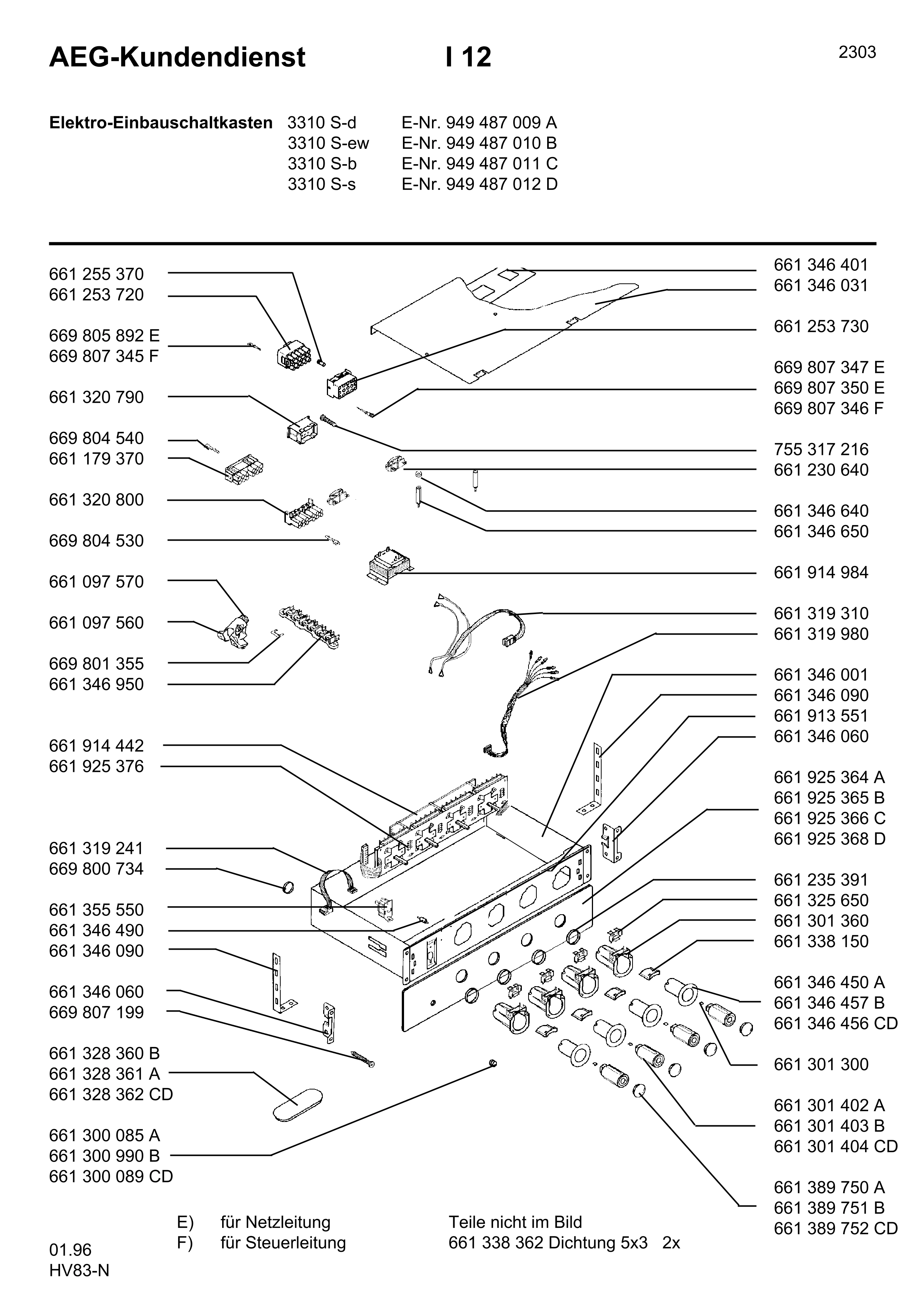 Explosionszeichnung AEG 94948700900 3310S-D Explosionszeichnung AEG 94948700900 3310S-D