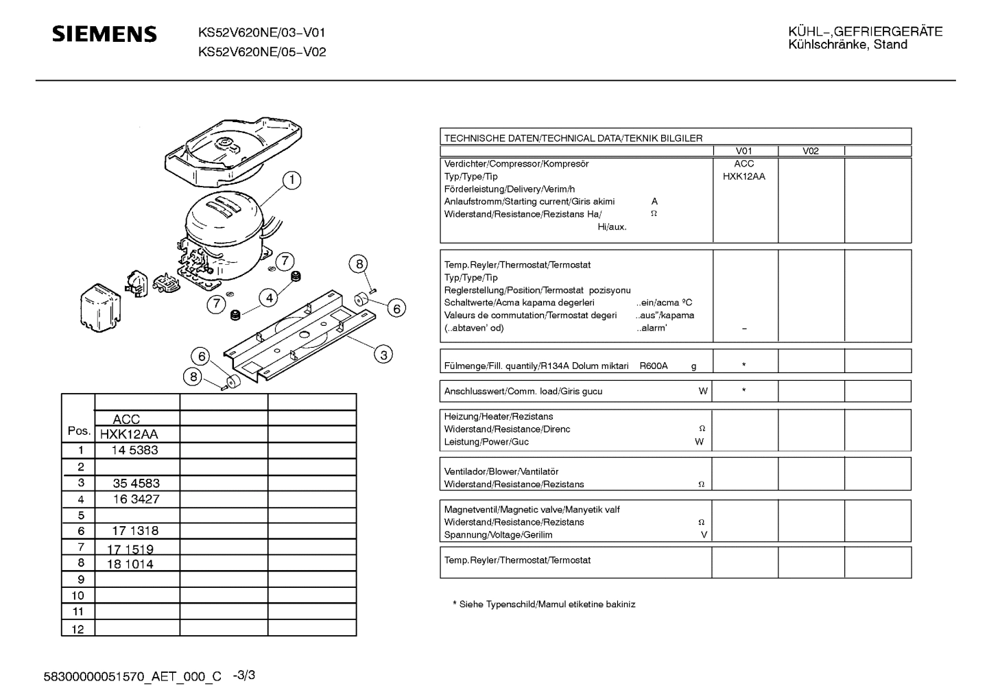 Explosionszeichnung Siemens KS52V620NE/03 Explosionszeichnung Siemens KS52V620NE/03