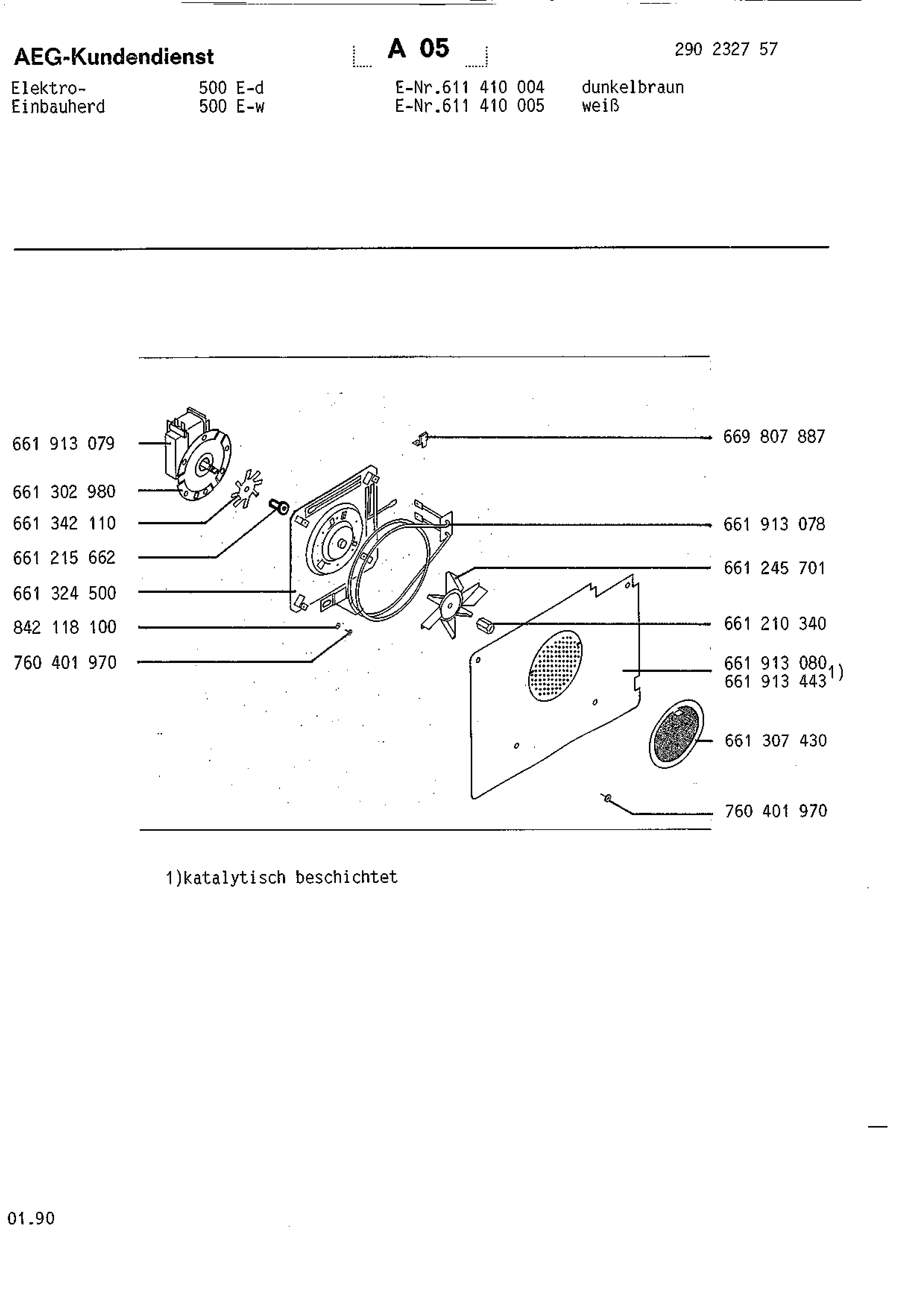 Explosionszeichnung AEG 61141000500 Competence 500 E W