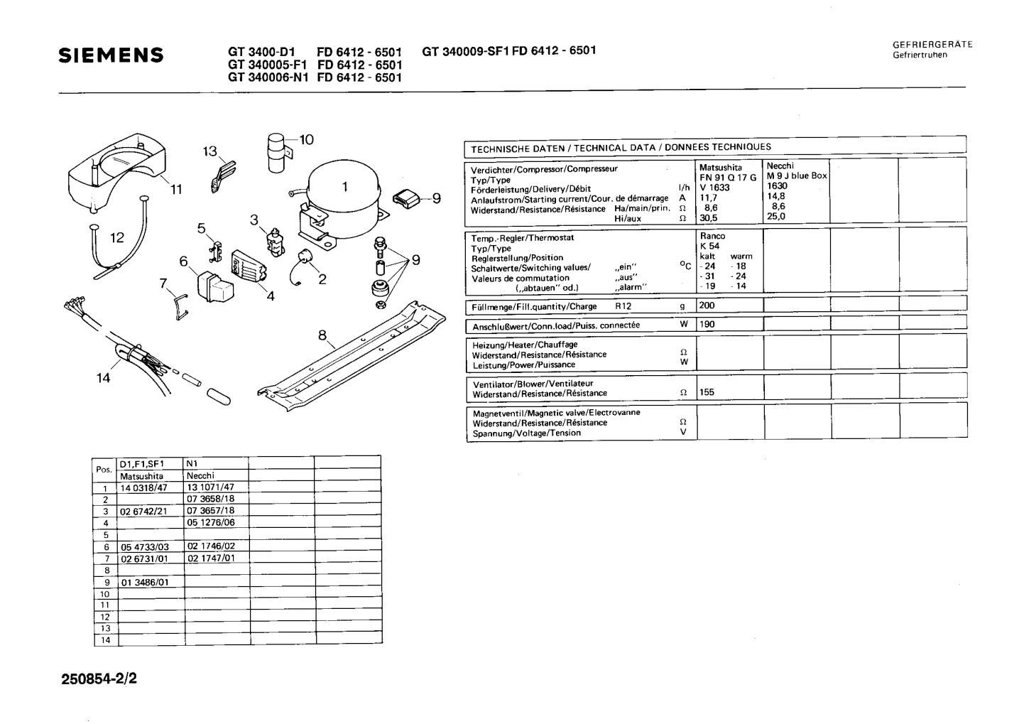 Explosionszeichnung Siemens GT340005(01)