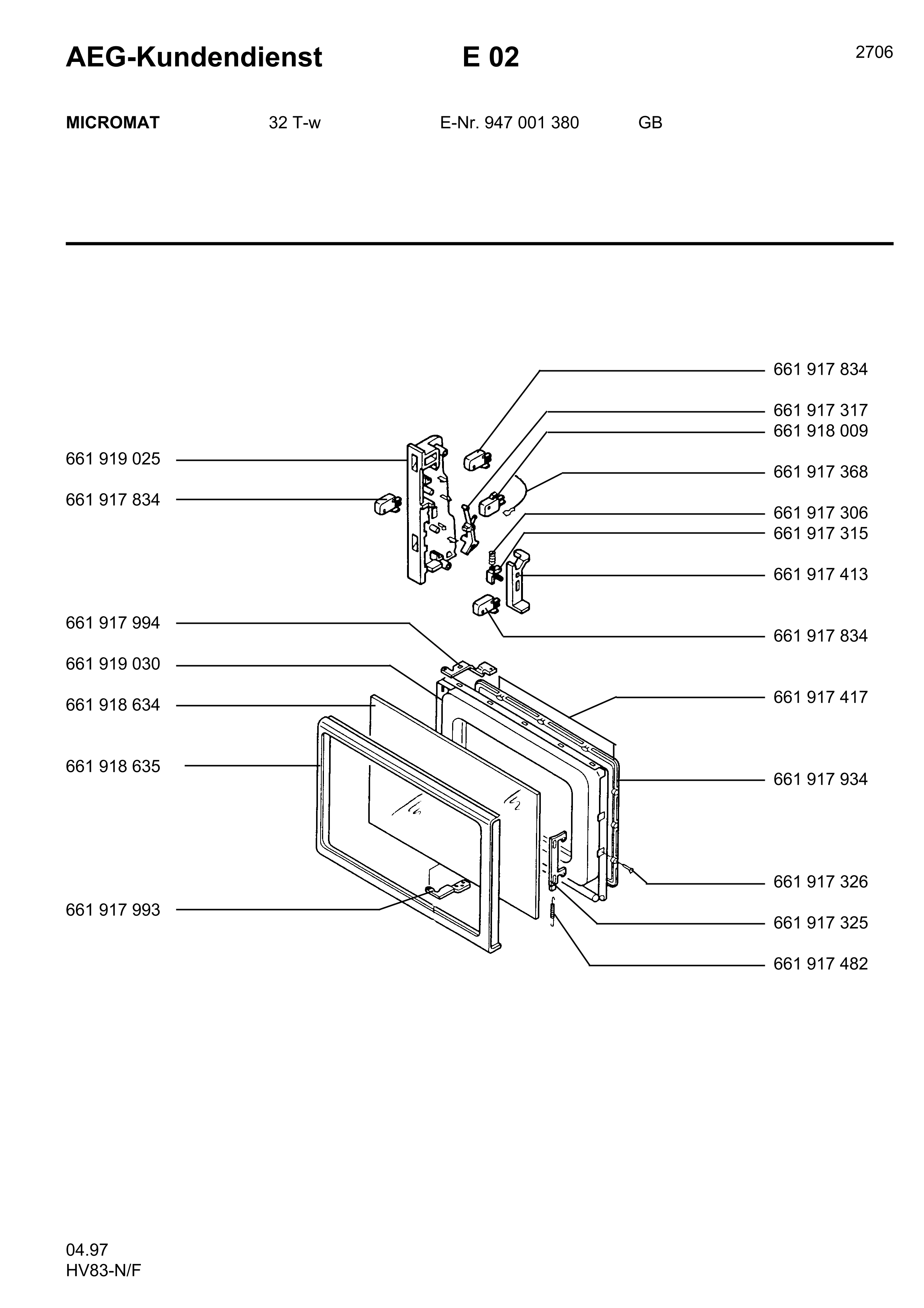 Explosionszeichnung AEG 94700138000 Micromat 32 T W