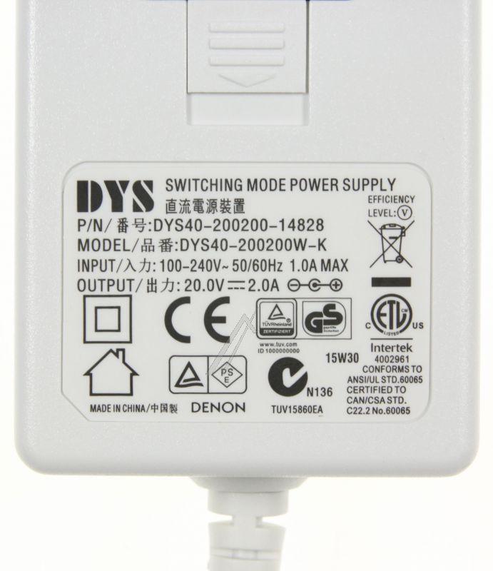 Sound United 978693100570S - Dys40-200200-14828 ac adapter incl.e2 plug heos1 wt