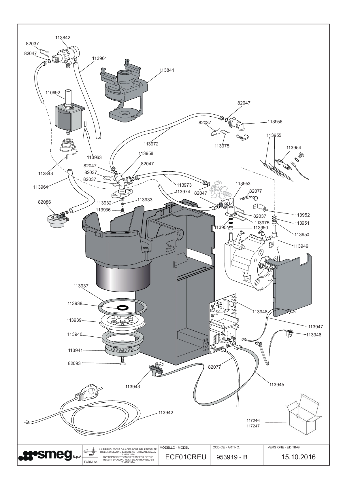 Explosionszeichnung Smeg ECF01CREU ECF01CREU Explosionszeichnung Smeg ECF01CREU ECF01CREU