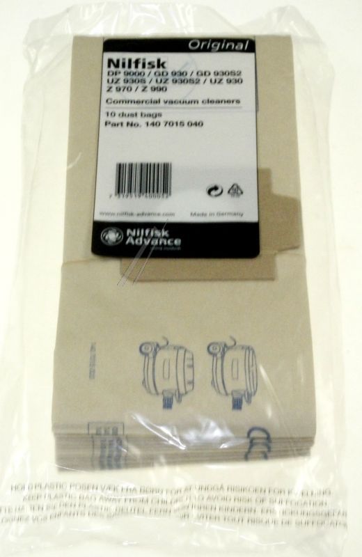 Nilfisk 1407015040 Staubsaugerbeutel - Set 10x beutel gd/uz930