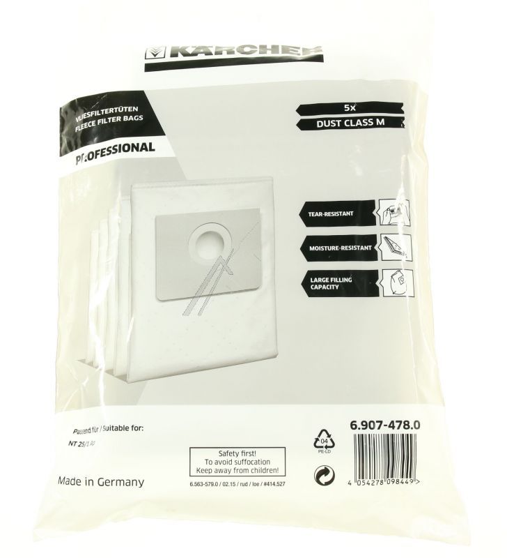 Kärcher 69074780 Staubsaugerbeutel - Set vlies-filtertueten 25l