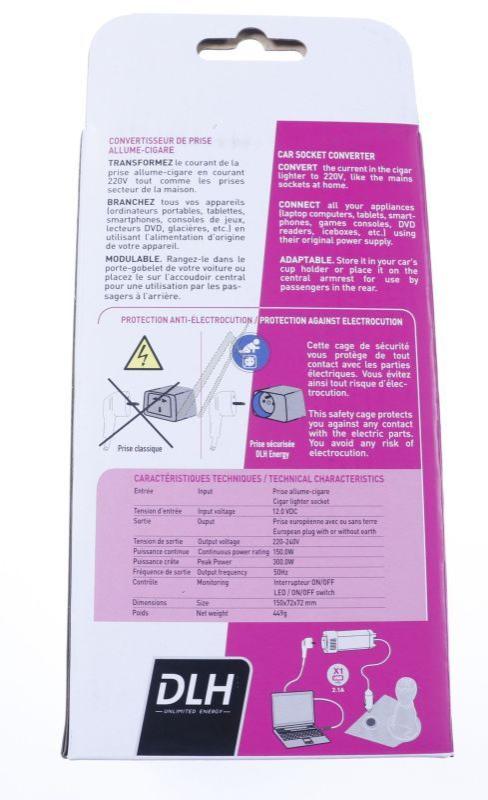 DLH DYSU1562T Spannungswandler - Convertisseur de prise allume-cigare 12v vers prise 220v 150w avec 1xusb-a 2.1a