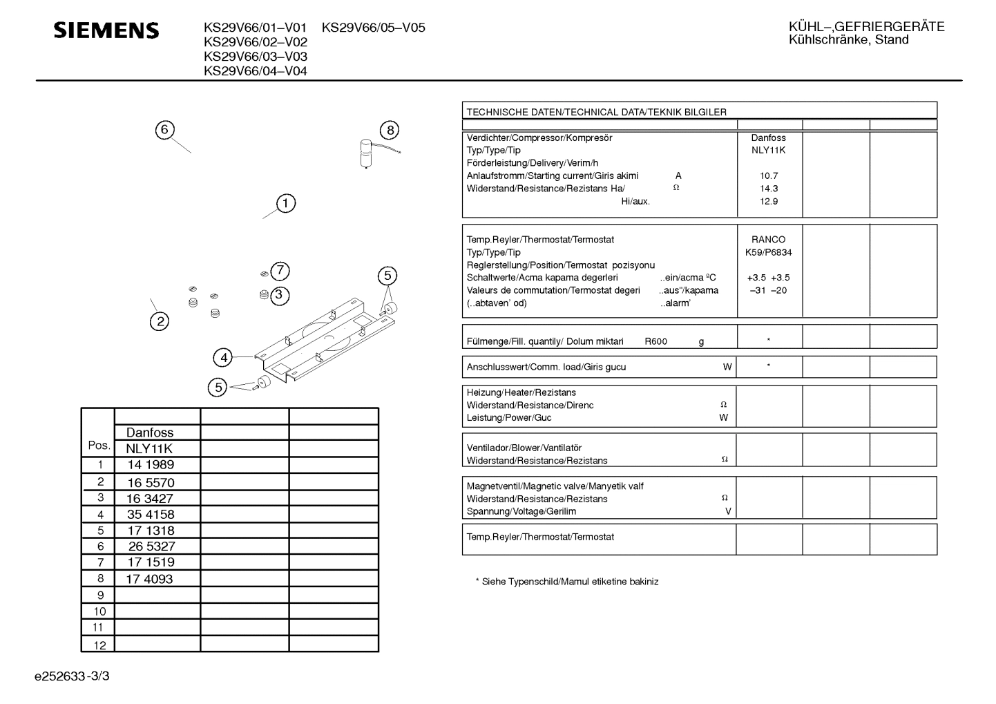 Explosionszeichnung Siemens KS29V66/04 Explosionszeichnung Siemens KS29V66/04