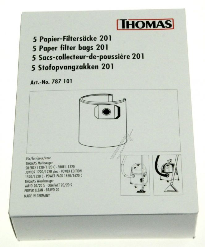 Staubsaugerbeutel 787101 Thomas für Staubsauger Kesselsauger Papierfilter 5 Stk Ersatzteil