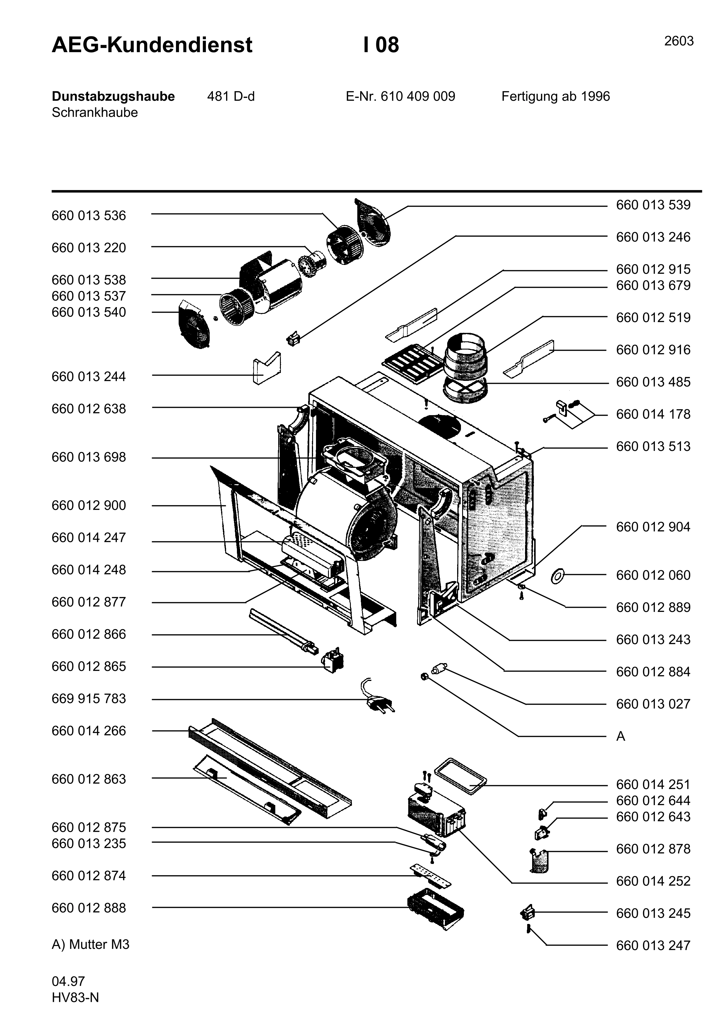 Explosionszeichnung AEG 61040900900 480 D - D