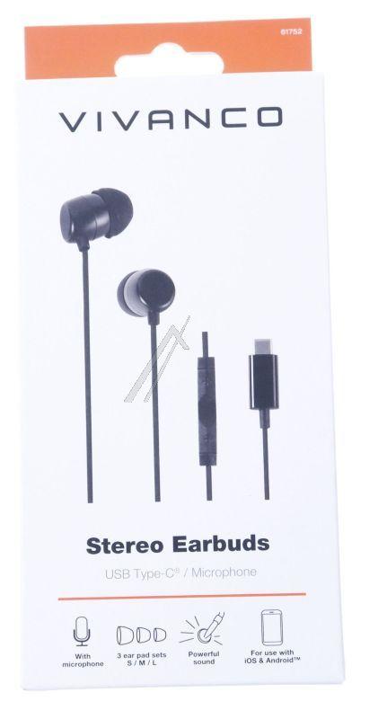 Vivanco 61752 Headset - Wevvsp10usbc-bk in earphones mit usb-c stecker