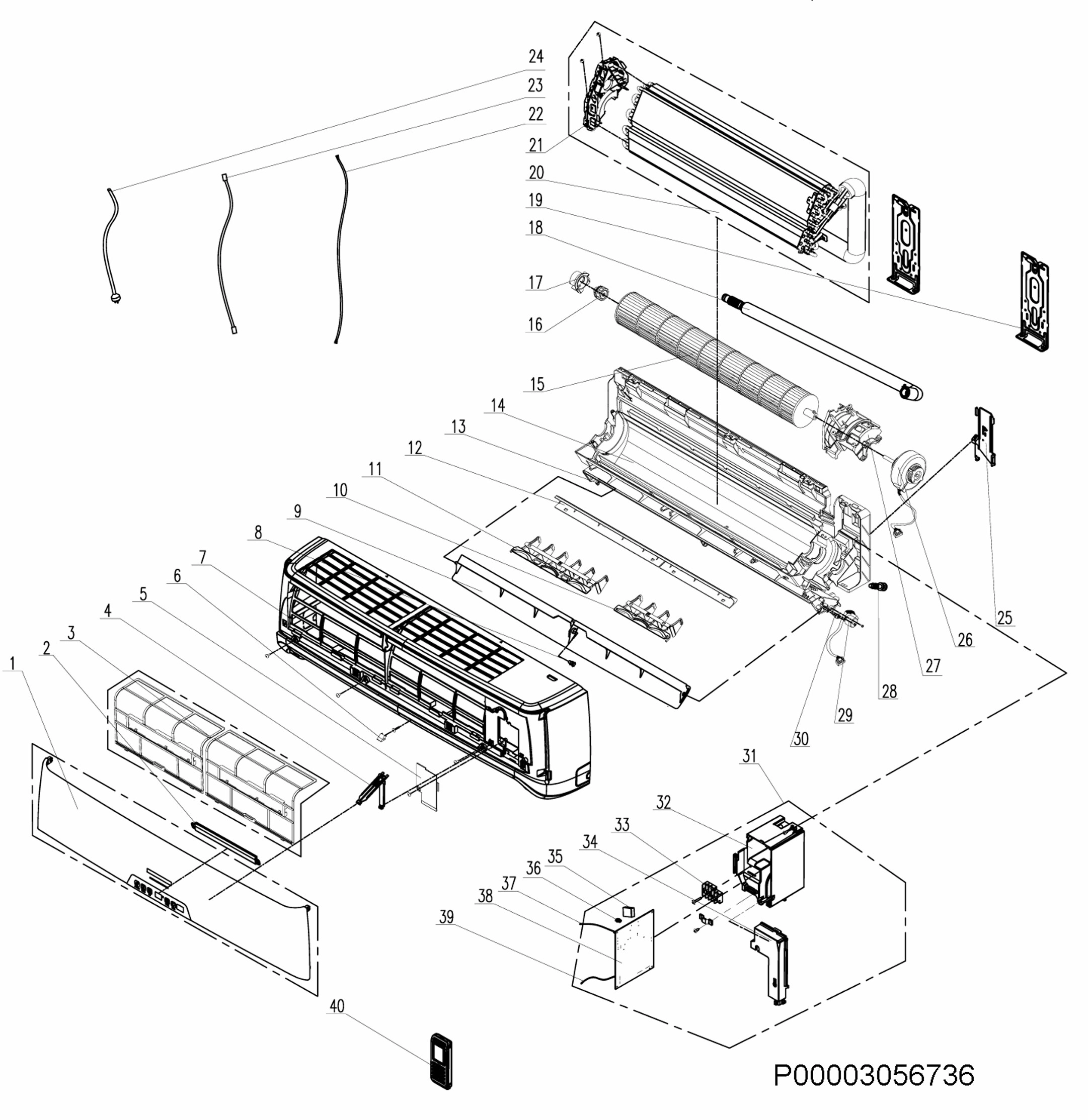 Explosionszeichnung AEG 95000216200 EXS12GH1WI