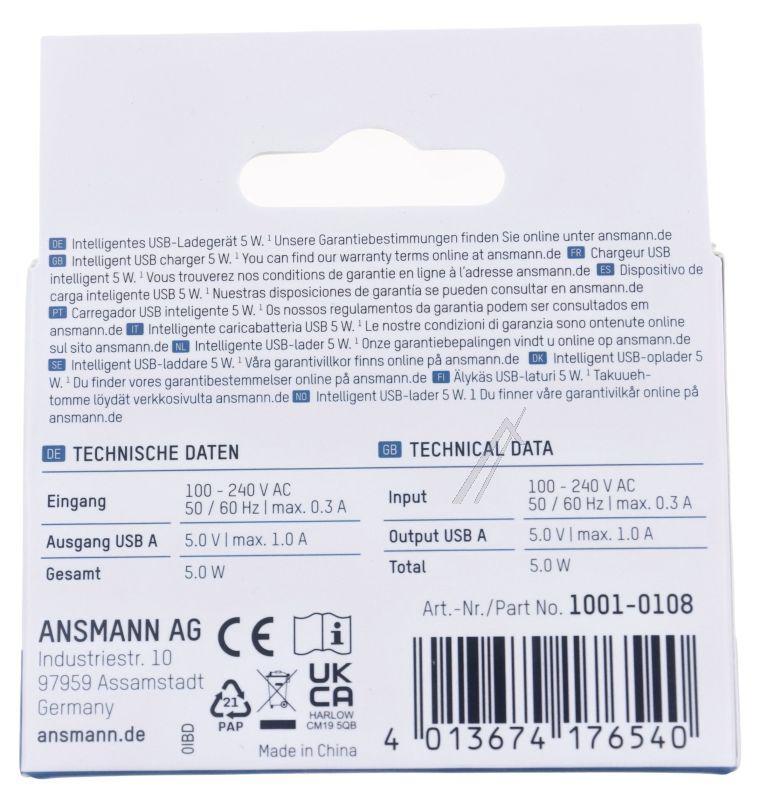 Assmann 10010108 - Home charger hc105 1001-0108 usb ladegerät / netzteil mit 1 usb anschluss 1a, 5w