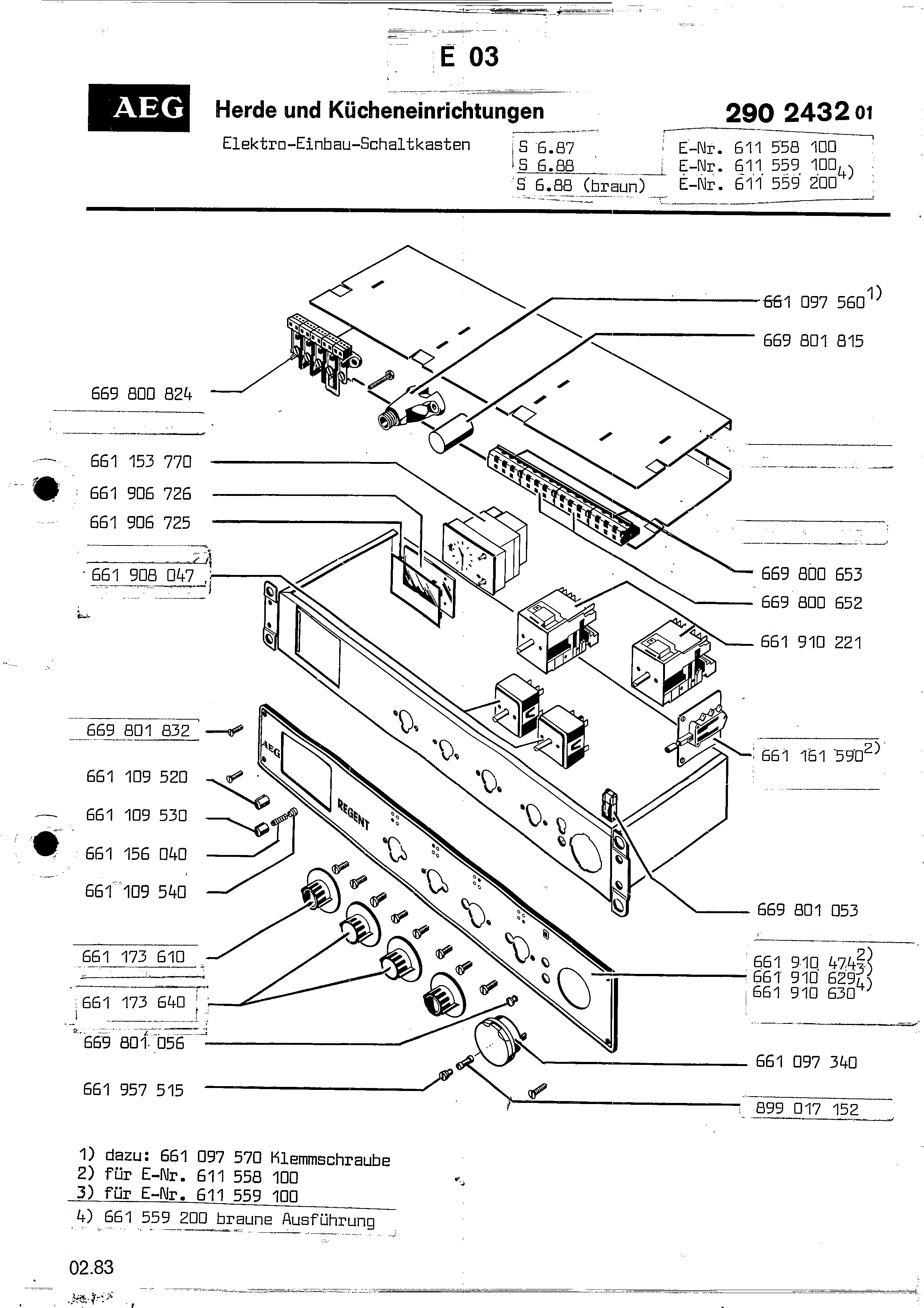 Explosionszeichnung AEG 61155920000 Competence S 6-88 Braun