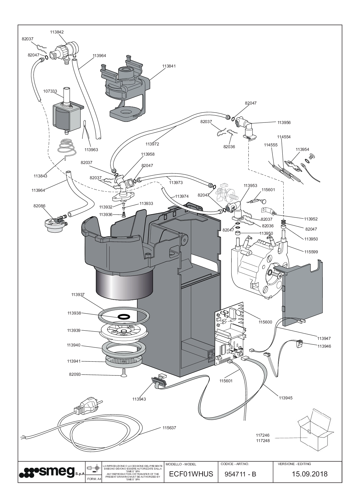 Explosionszeichnung Smeg ECF01WHUS ECF01WHUS Explosionszeichnung Smeg ECF01WHUS ECF01WHUS
