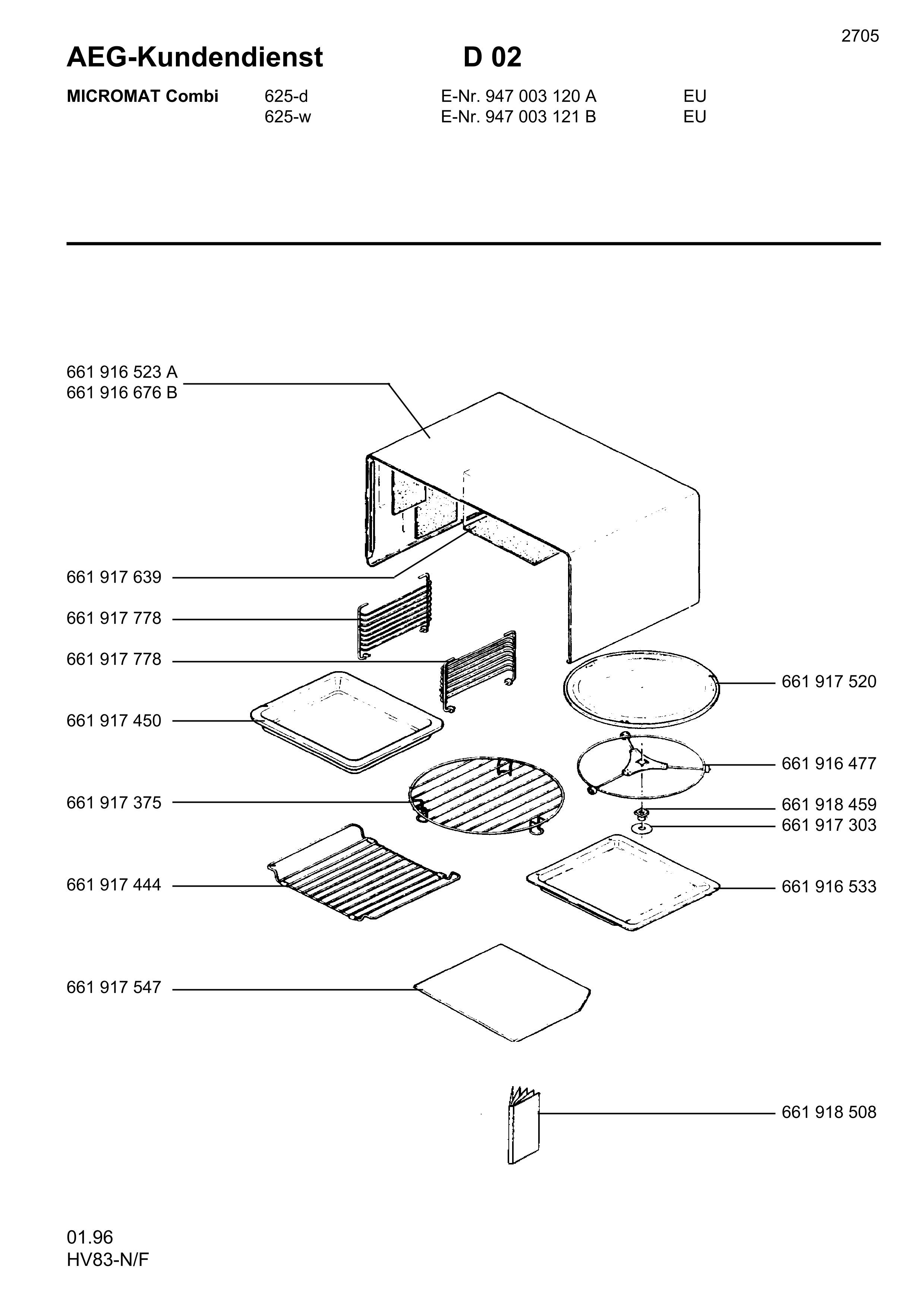 Explosionszeichnung AEG 94700312100 MCCOMBI625-W/EURO