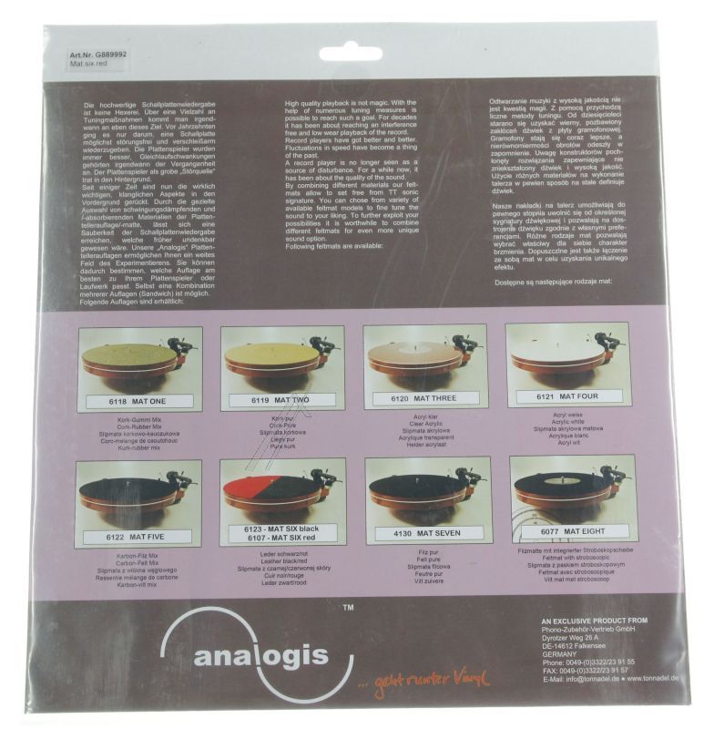 Analogis MATSIXBLACK Plattentellermatte - Mat six black plattenteller-auflage-matte leder, schwarz - 295mm, 90g