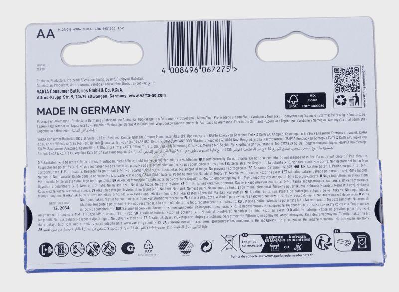 Varta 4906121782 Mignonzelle 1,5V - Lr6 1,5v alkaline mignon passend für varta 12er karton