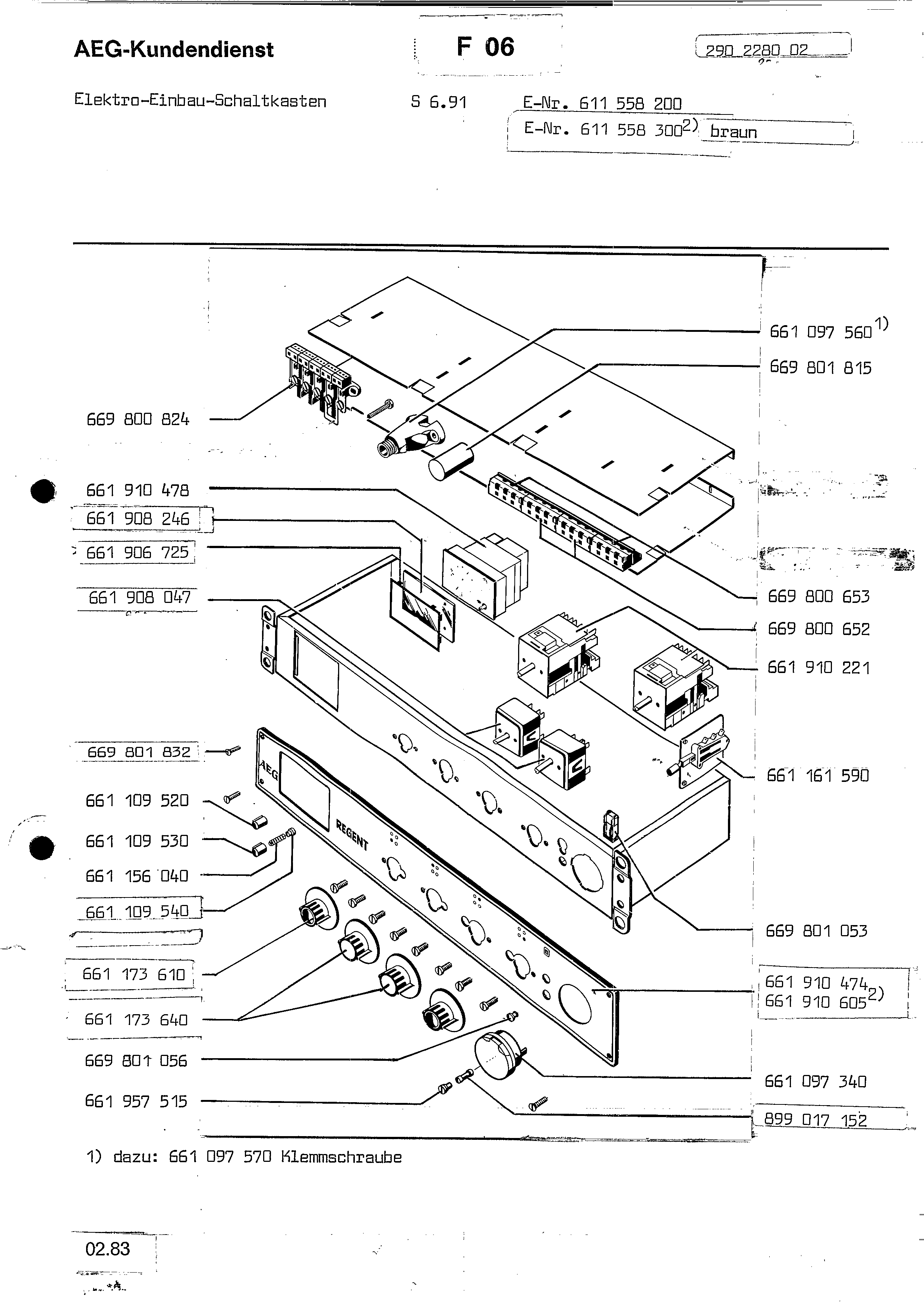 Explosionszeichnung AEG 61155830000 Competence S 6-91 Braun