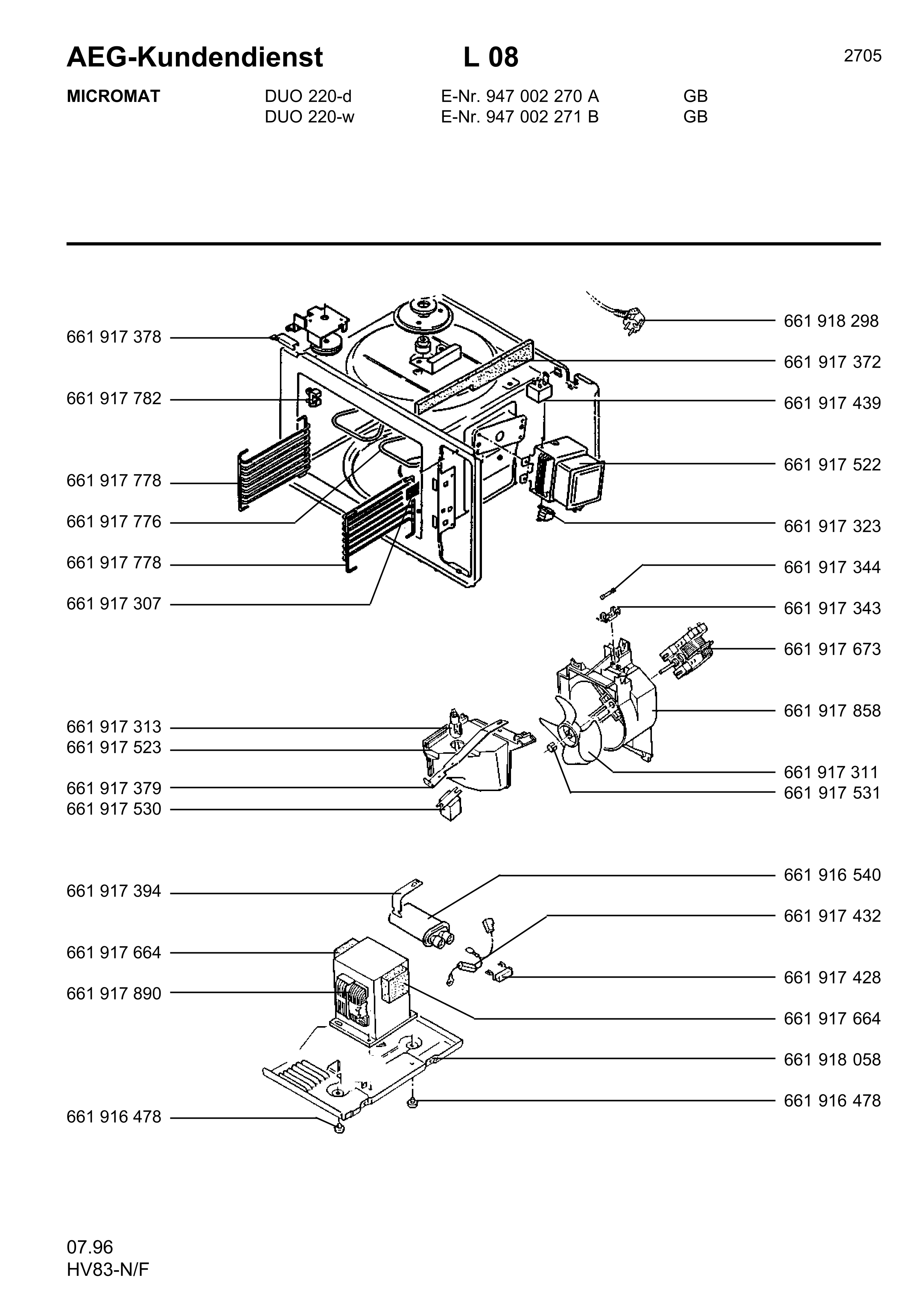 Explosionszeichnung AEG 94700227100 Micromat Duo 220 W