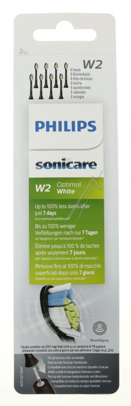 Philips Saeco HX606813 Zahnbürste - Sonicare w2 optimal white ersatzbürstenköpfe, 8er pack, schwarz