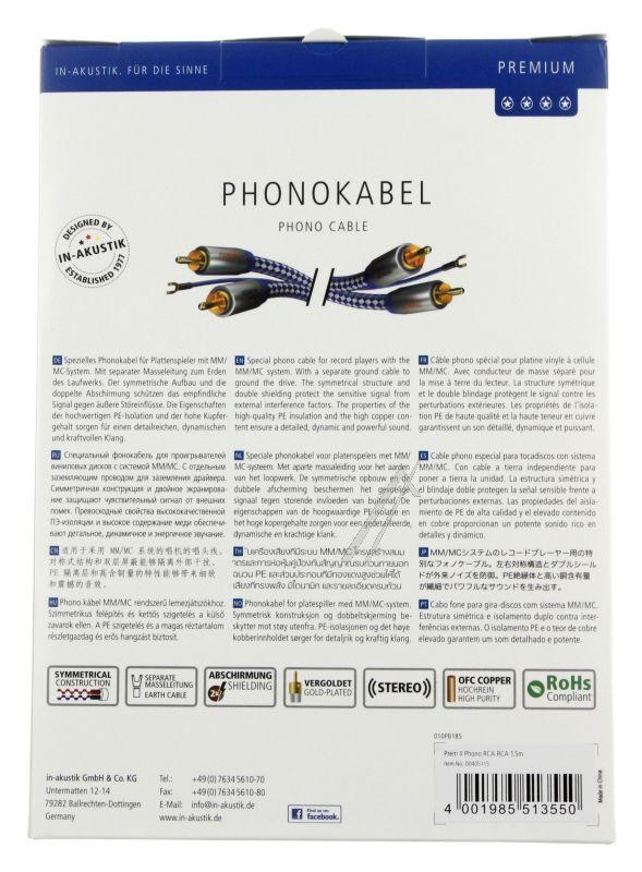 Inakustik 00405115 Cinchkabel - Premium phonokabel, phono c  phono c , 1,5m