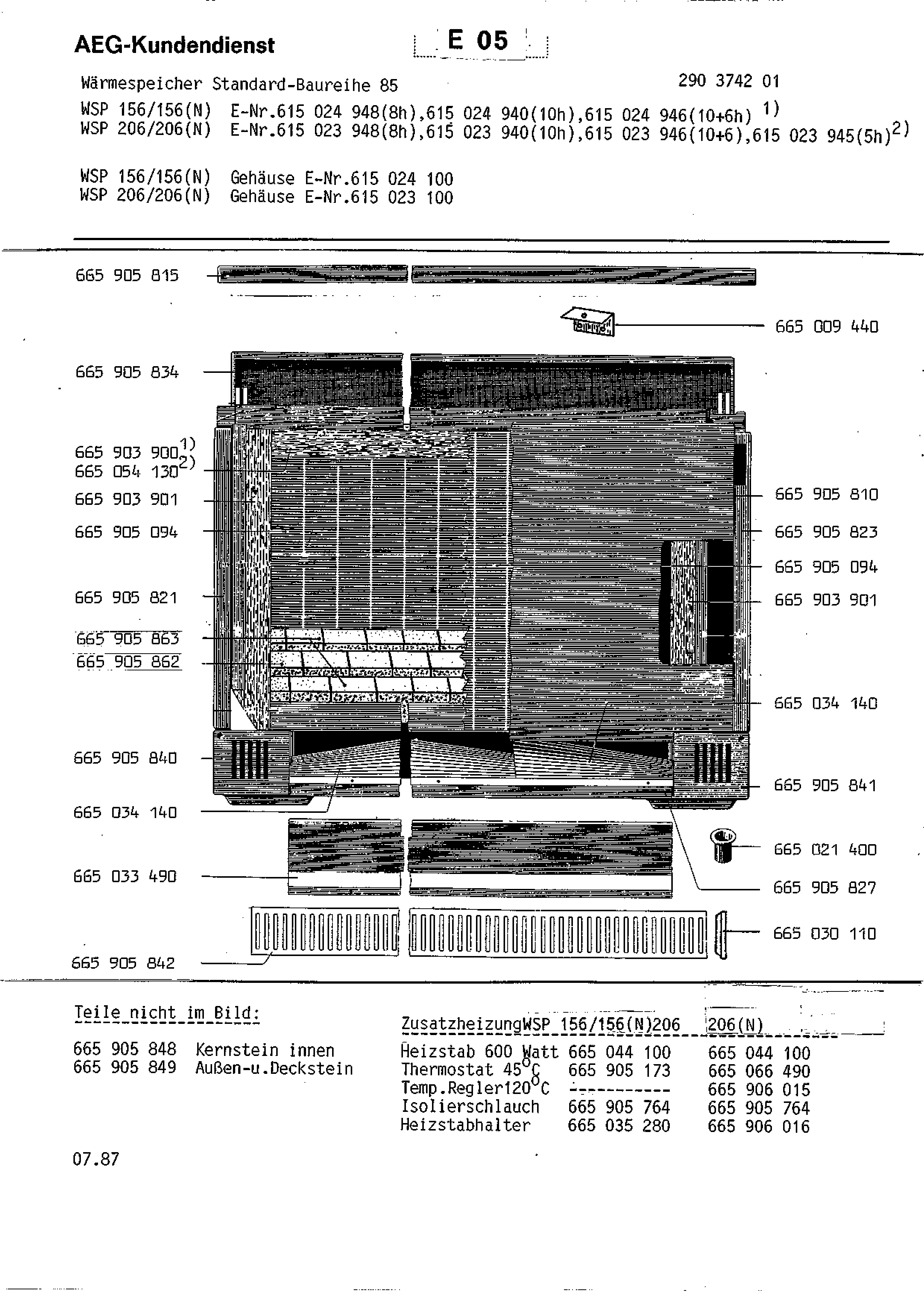 Explosionszeichnung AEG 61502310000 WSP 206