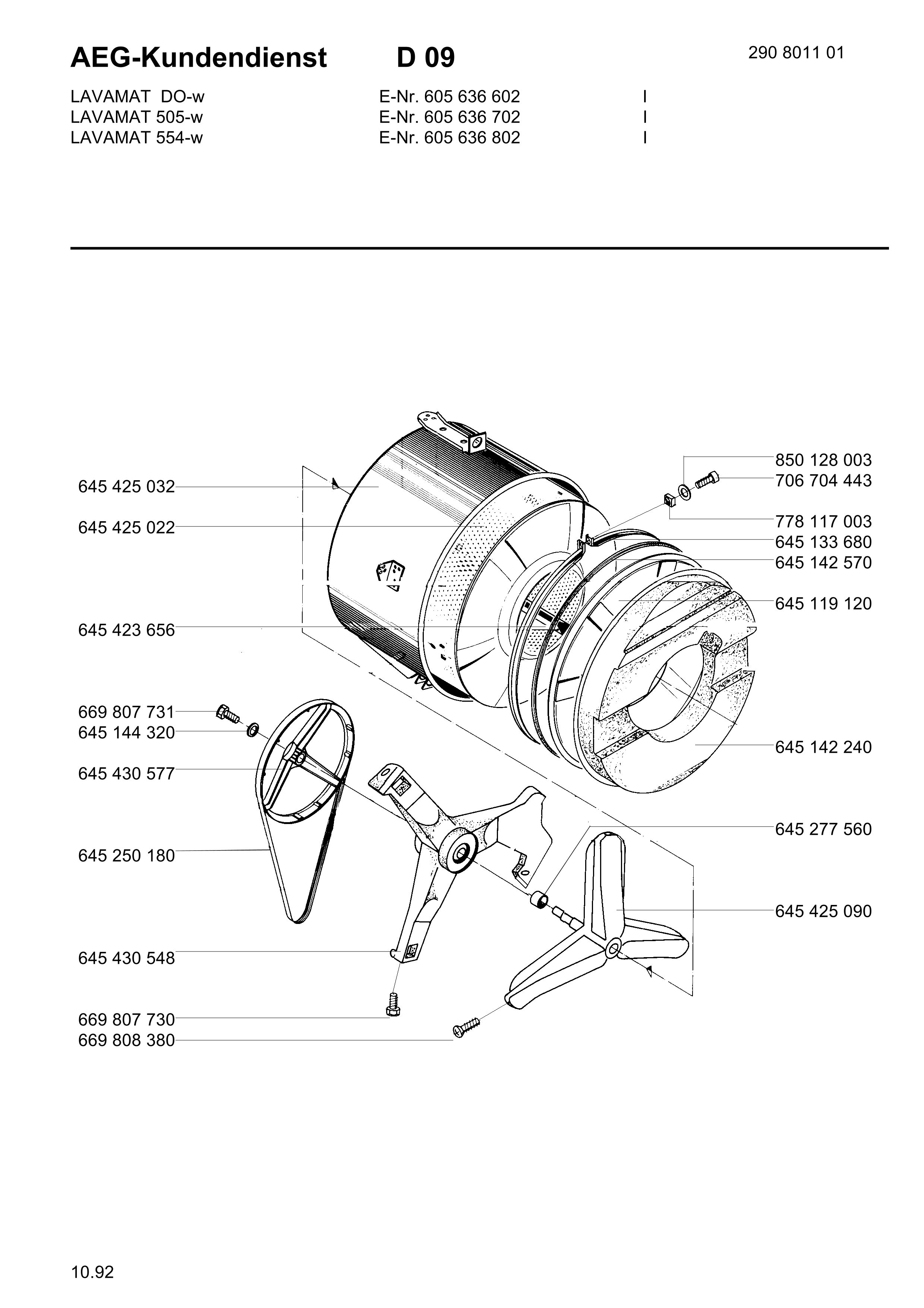 Explosionszeichnung AEG 60563680200 LAVC 554 W I