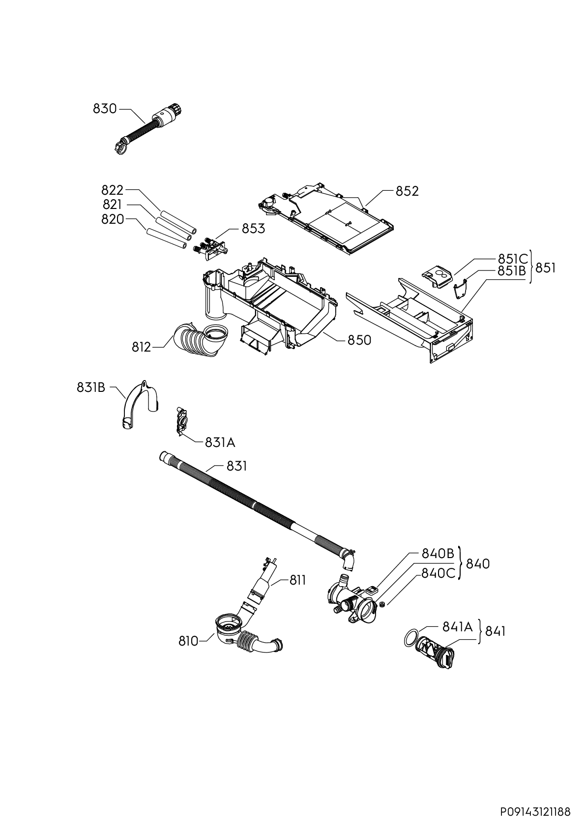 Explosionszeichnung AEG 91460013000 L6WNJ68WC